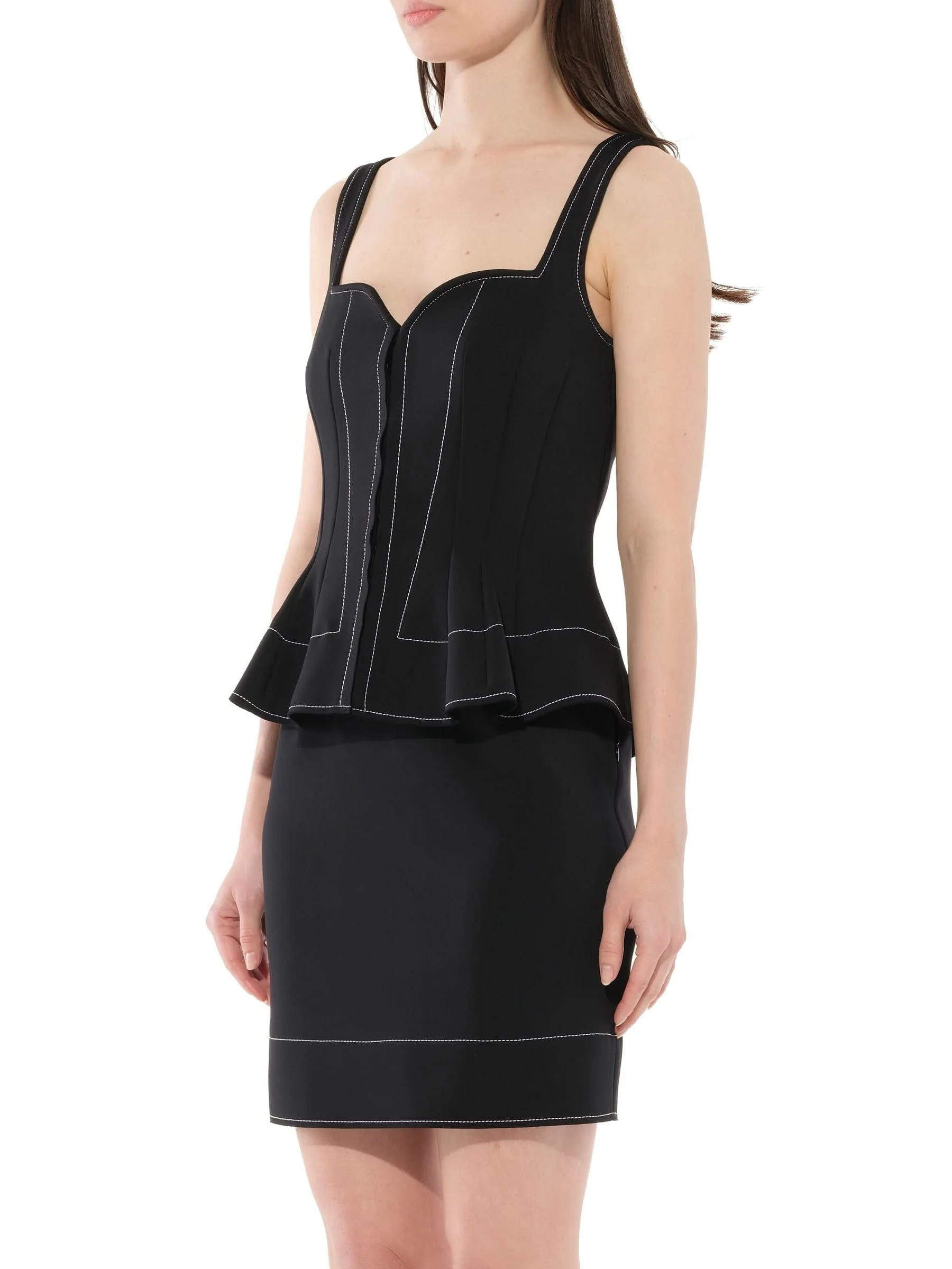 Contrast Short Dress in Black - Image 5