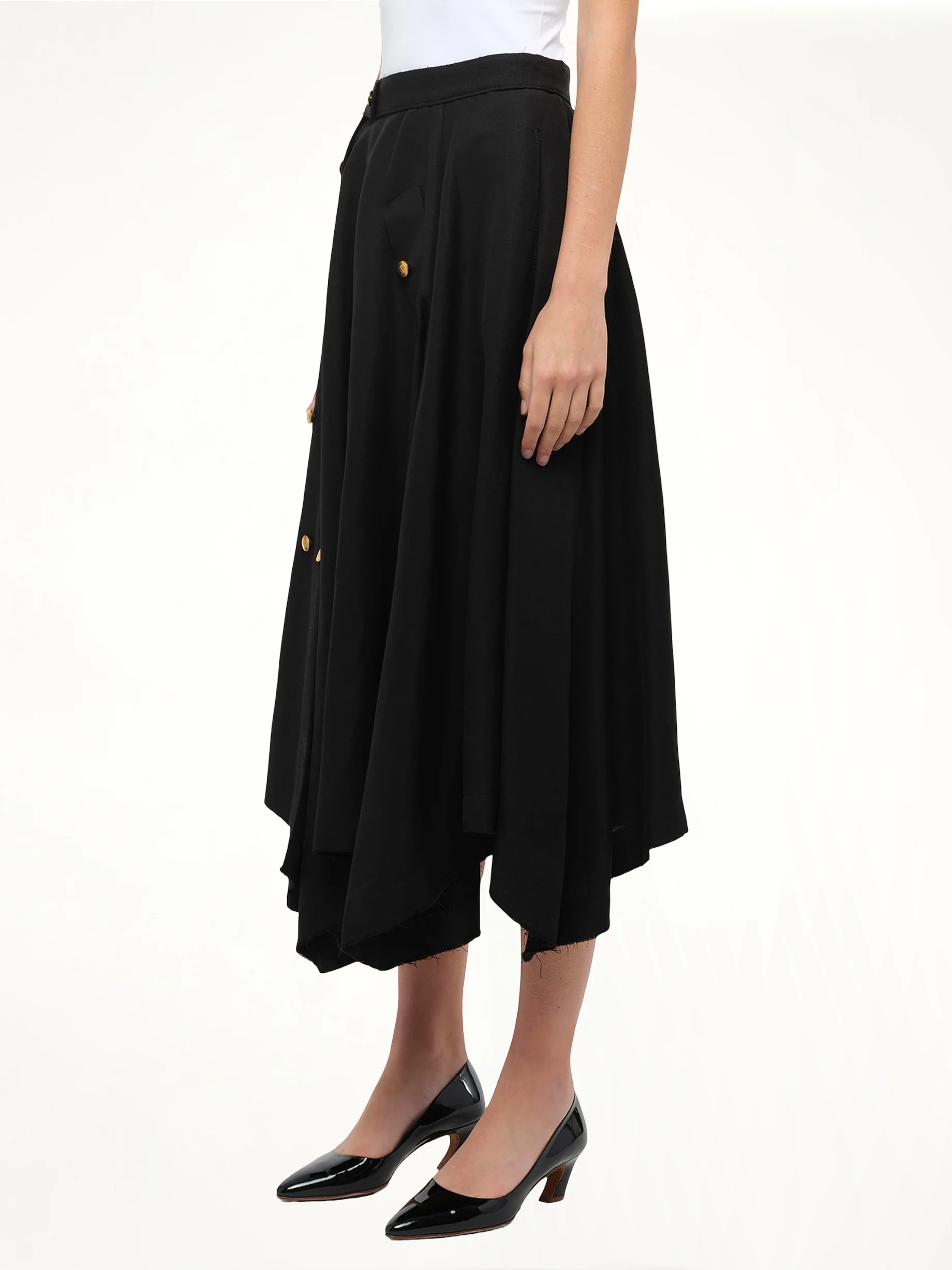 Gold Button Skirt in Black - Image 2