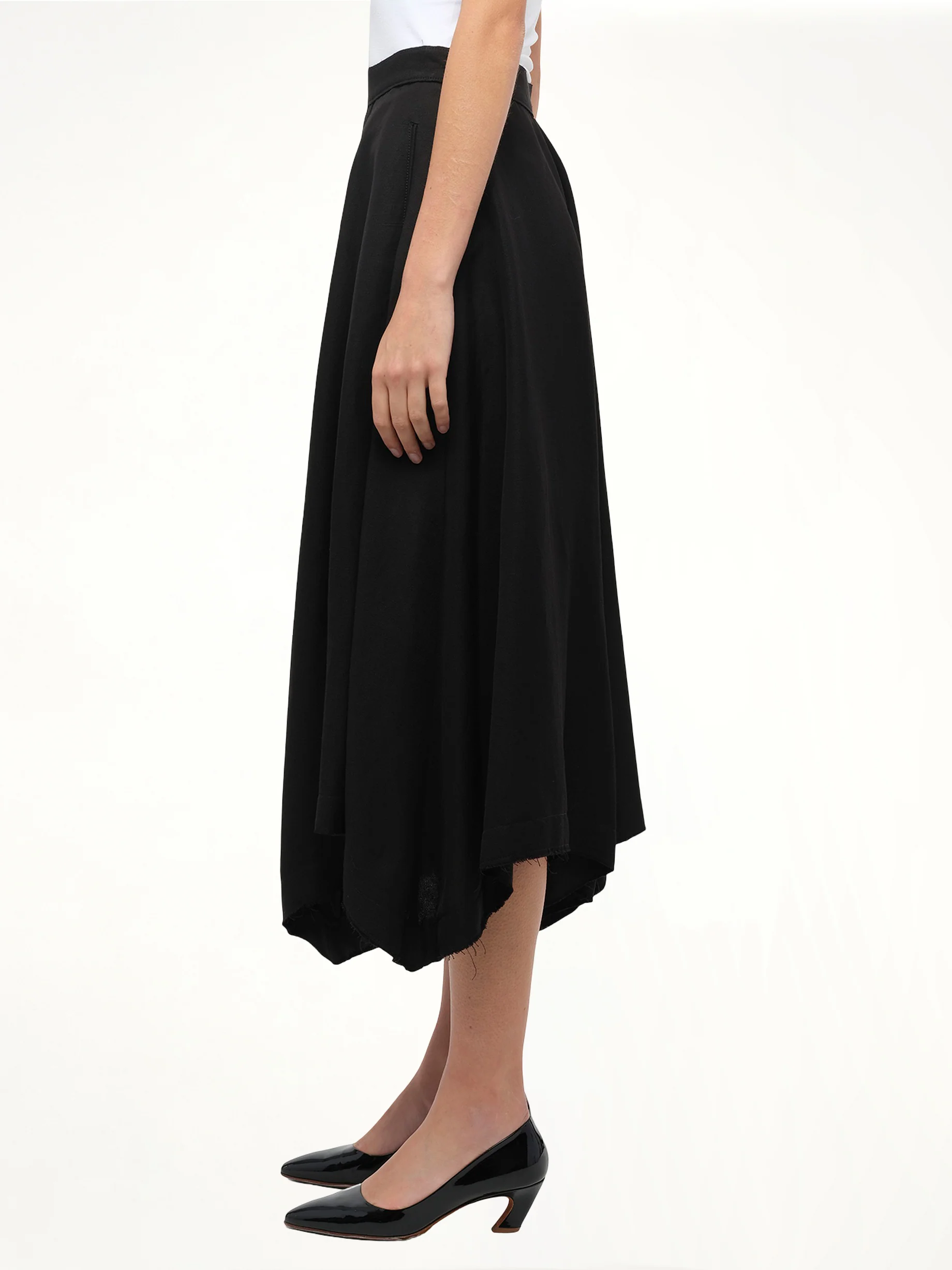 Gold Button Skirt in Black - Image 5