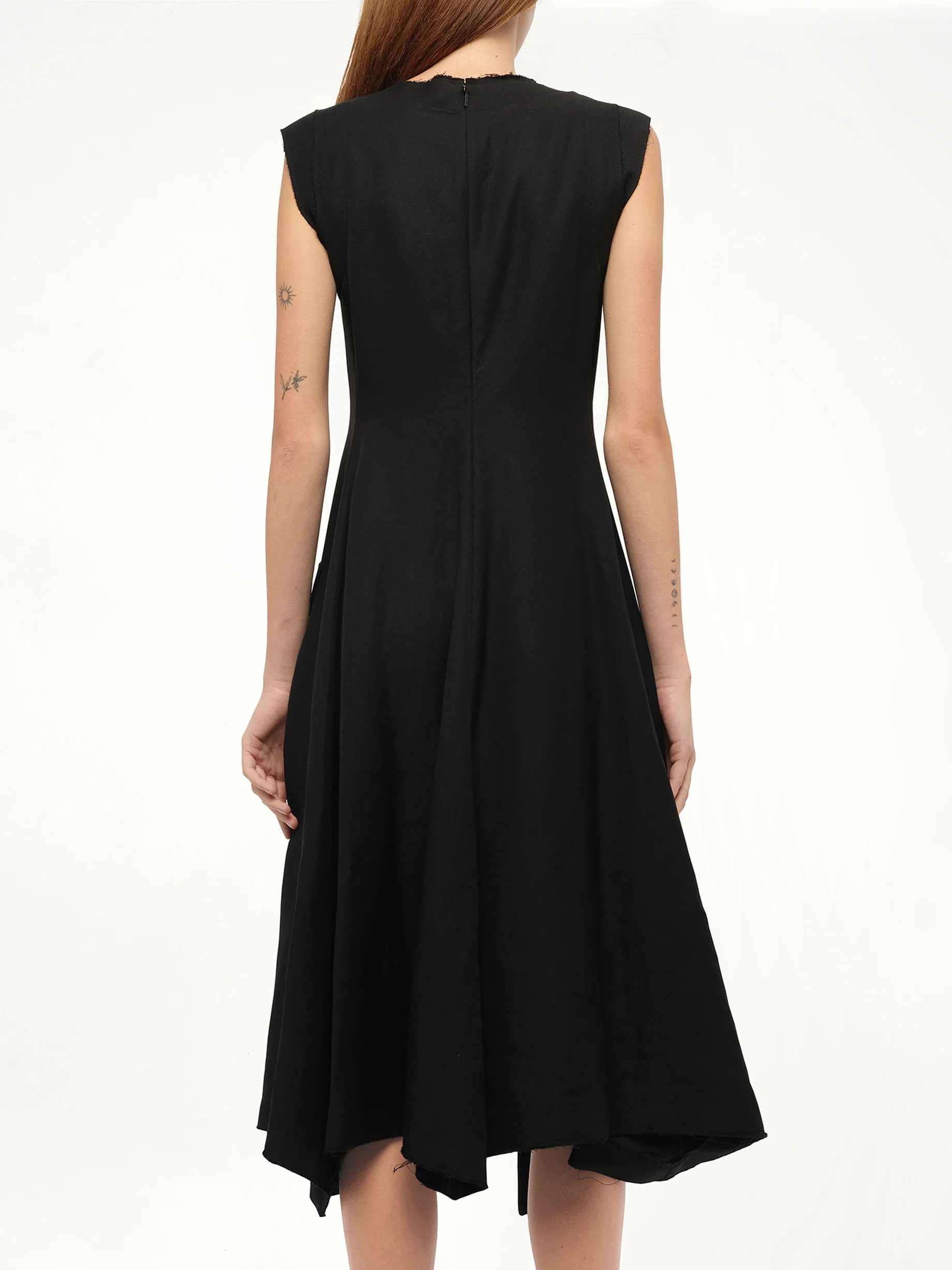 Gold Button Sleeveless Dress in Black - Image 6