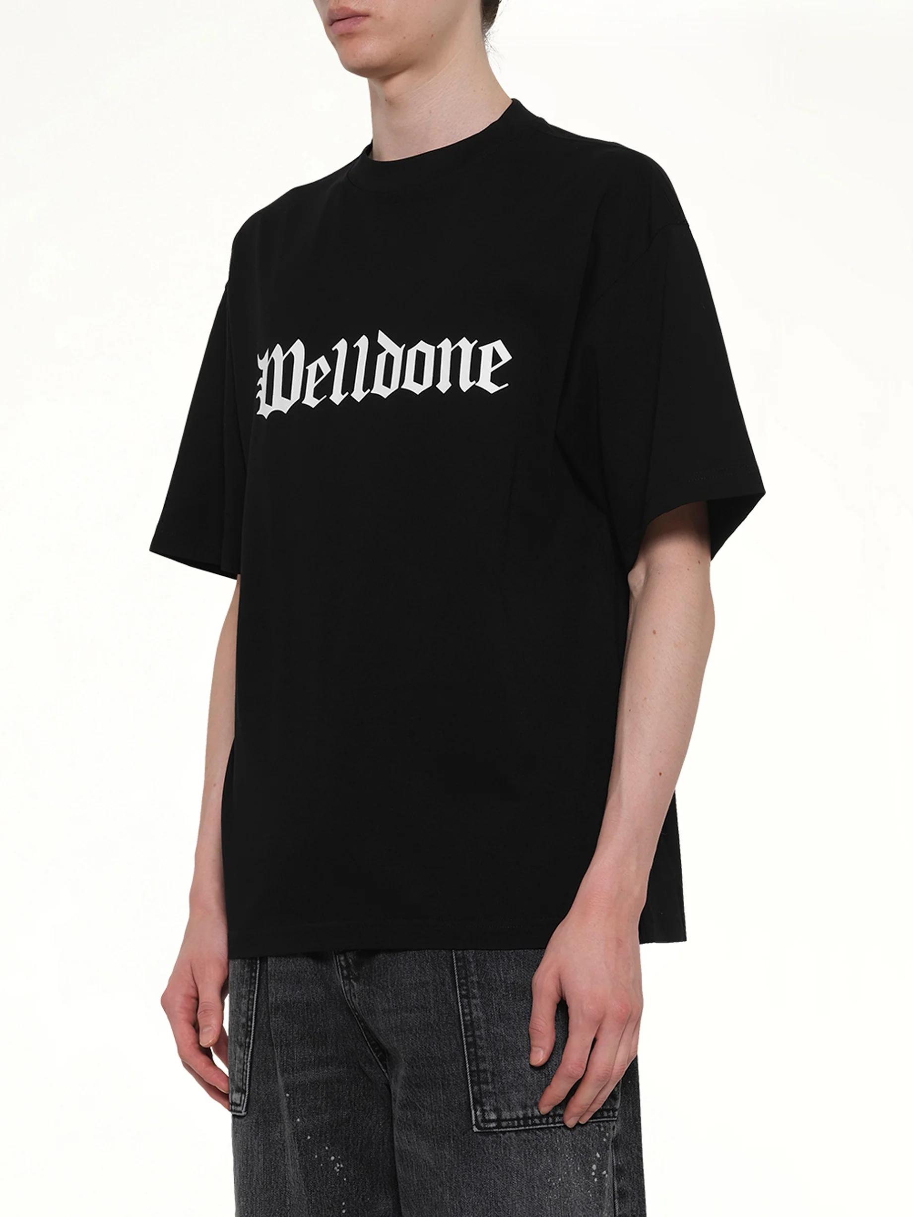 Gothic Logo Short-Sleeved T-Shirt in Black - Image 3