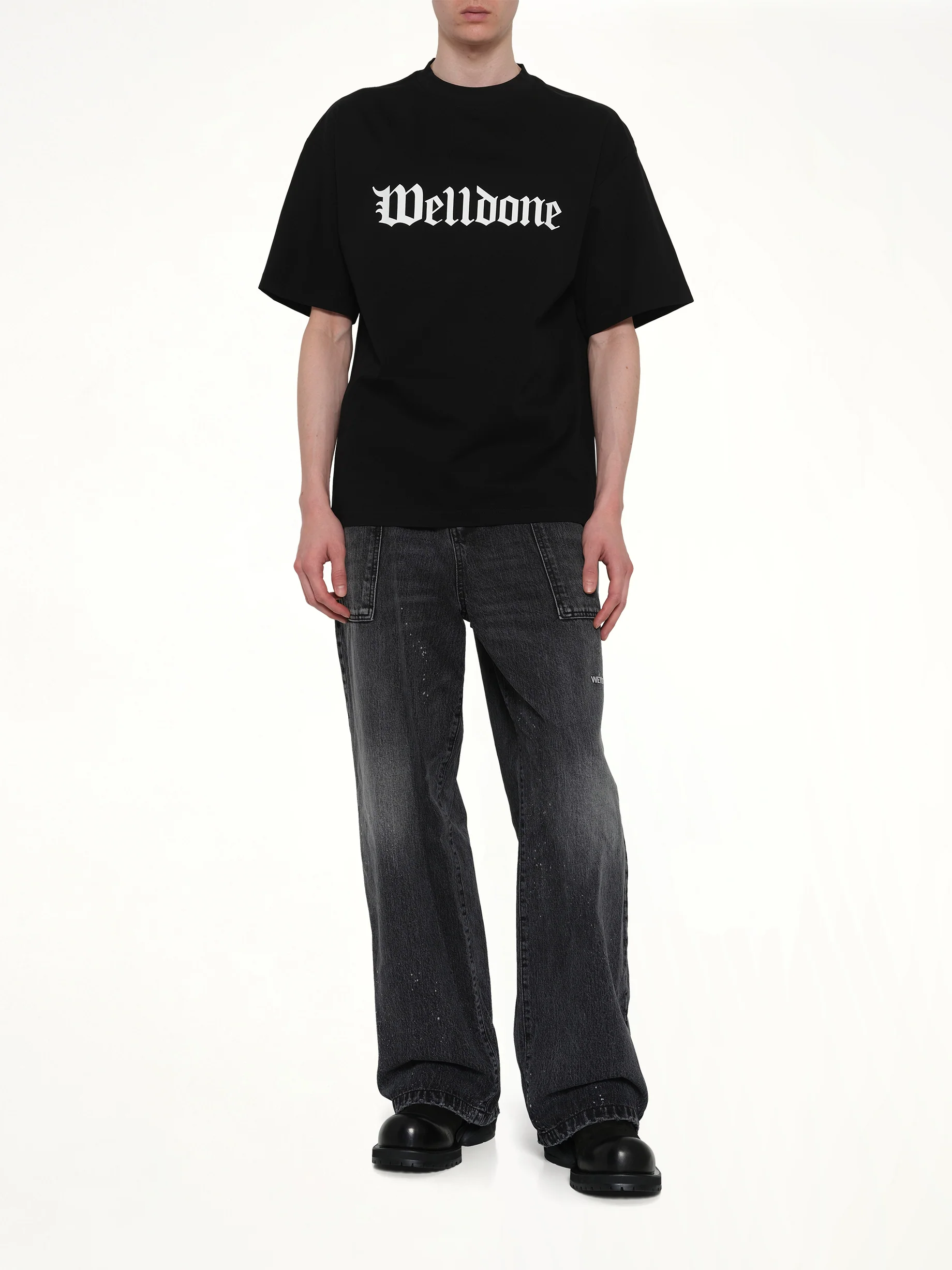 Gothic Logo Short-Sleeved T-Shirt in Black - Image 4