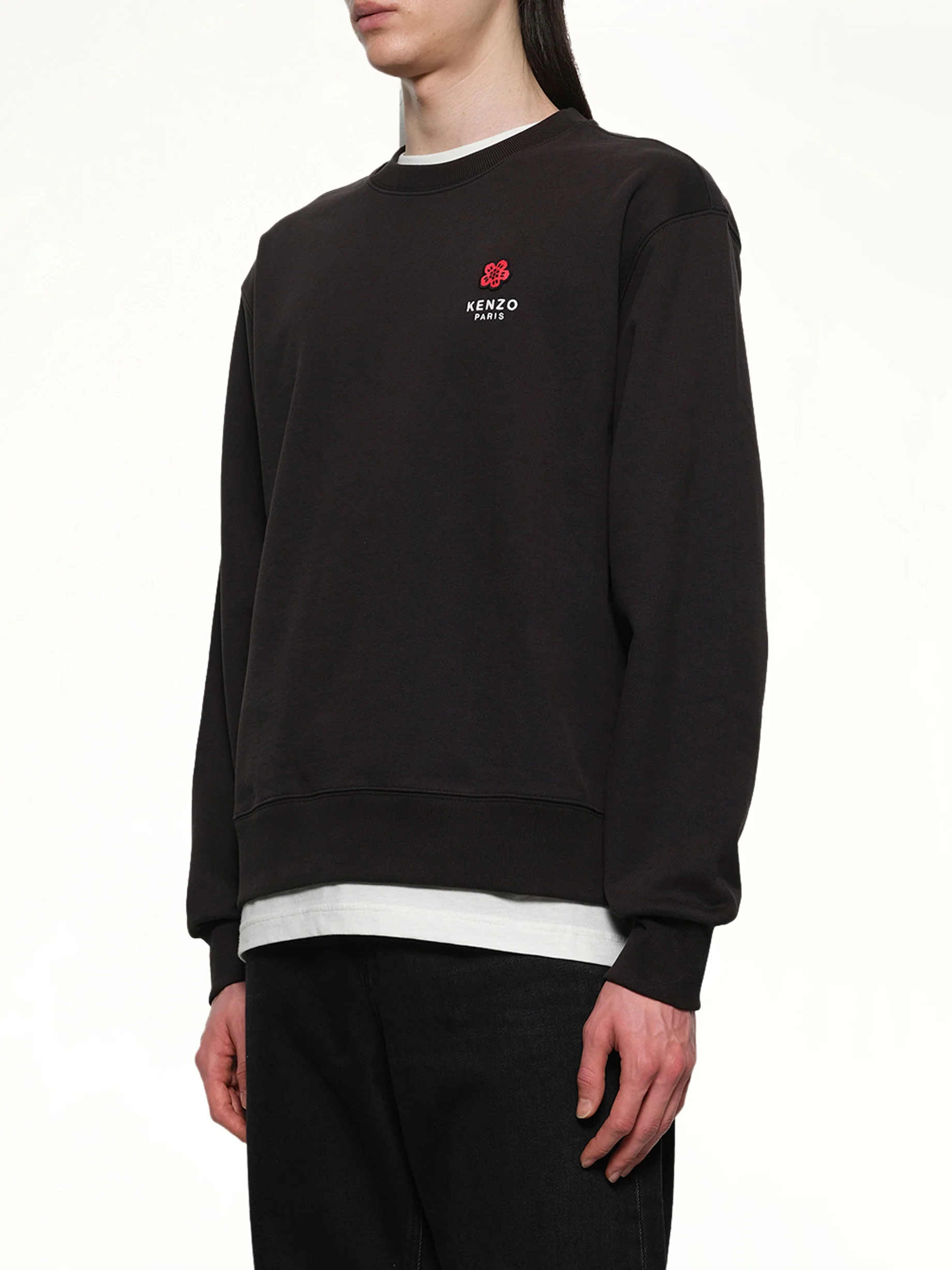 Gots Boke Flower Embroidered Classic Sweatshirt in Black - Image 3