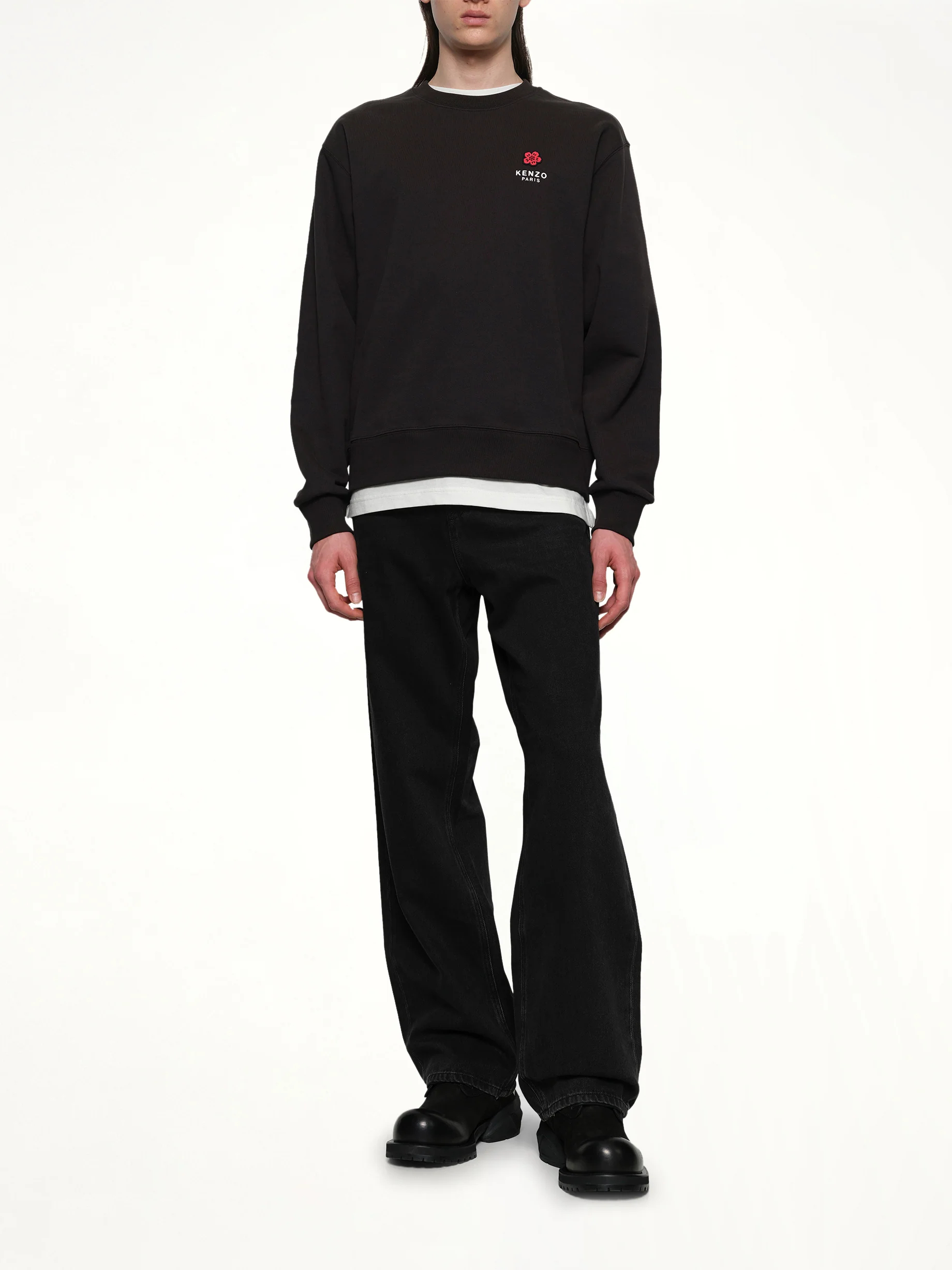Gots Boke Flower Embroidered Classic Sweatshirt in Black - Image 4
