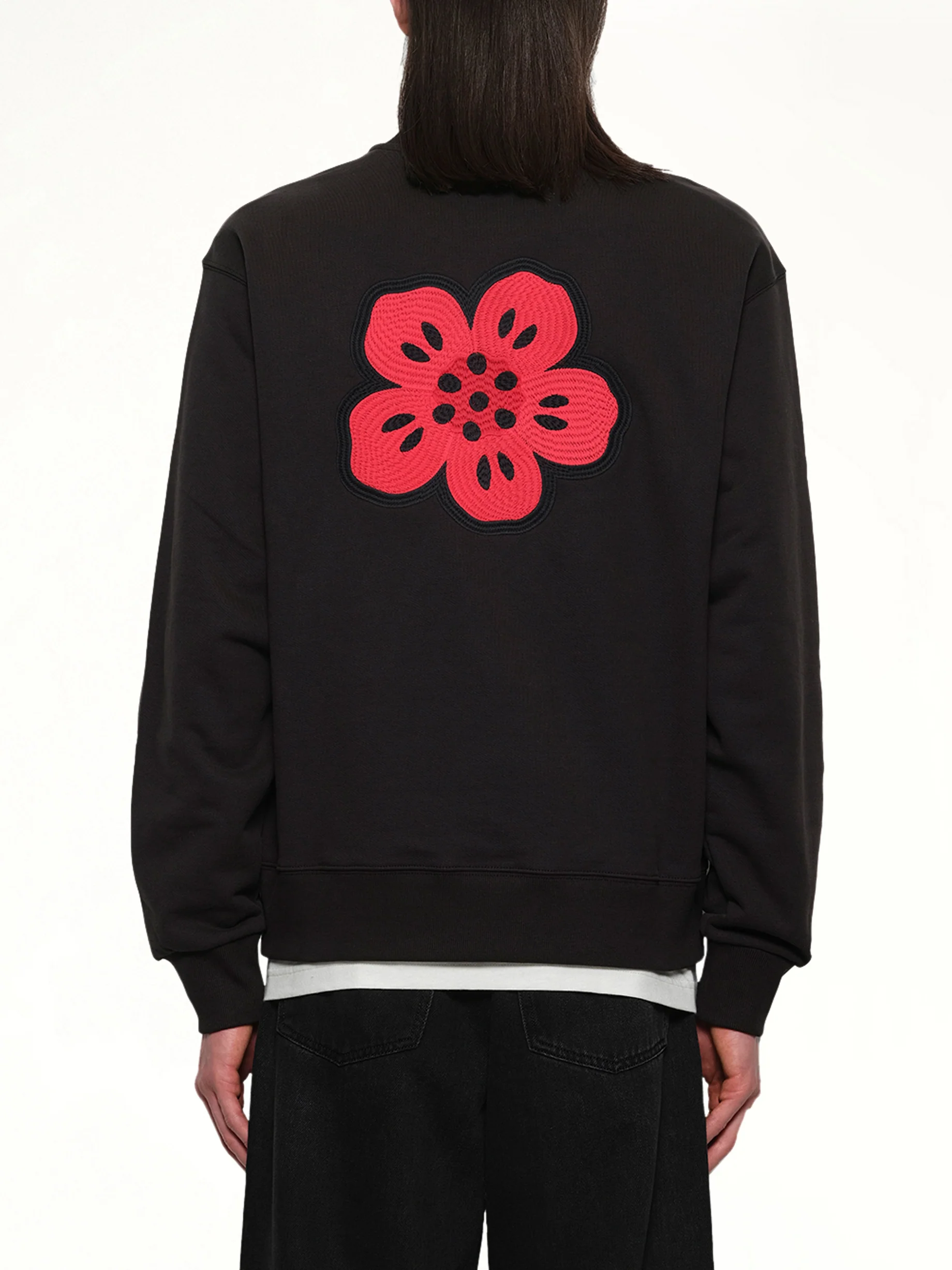 Gots Boke Flower Embroidered Classic Sweatshirt in Black - Image 5