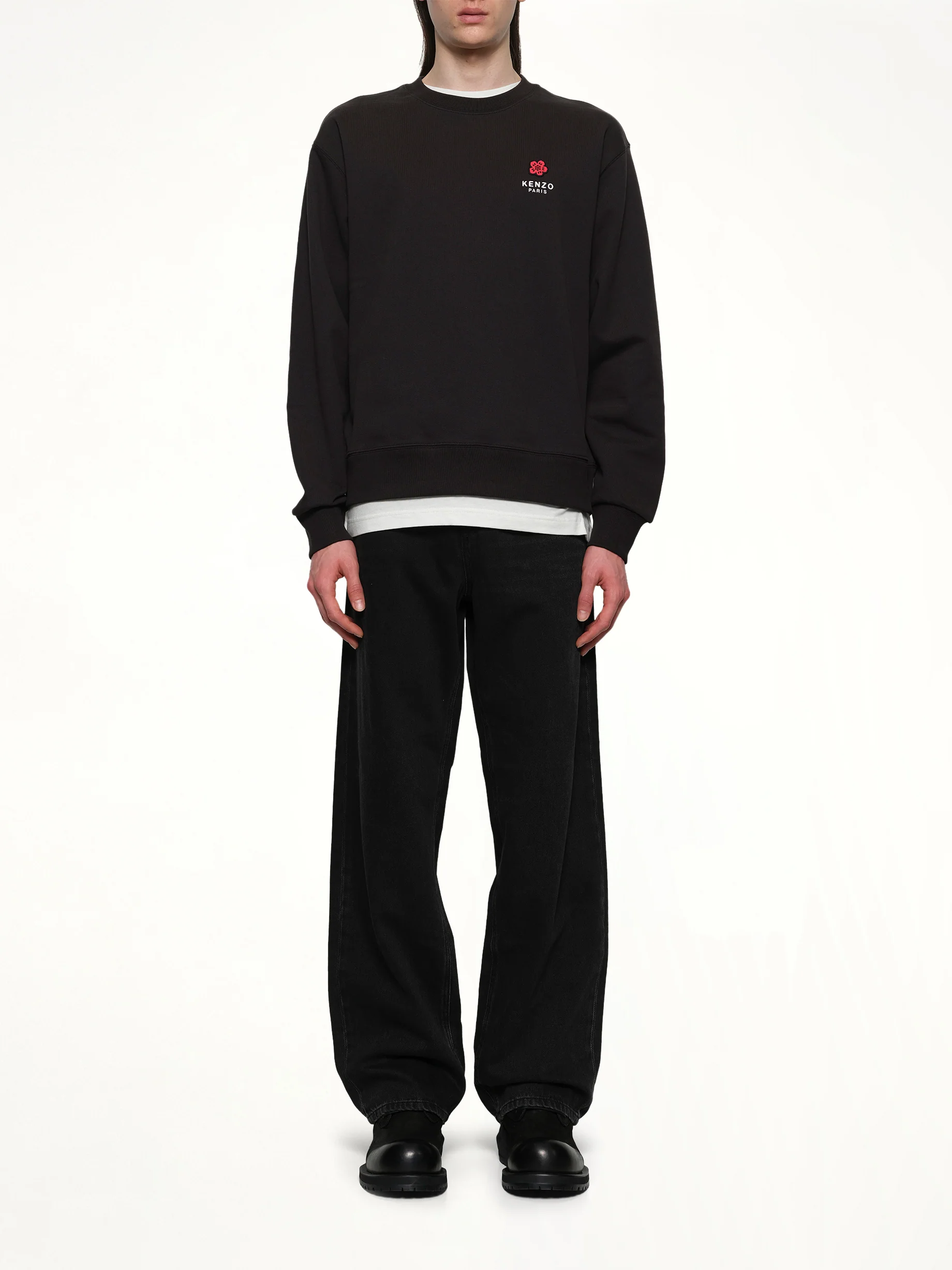Gots Boke Flower Embroidered Classic Sweatshirt in Black - Image 7