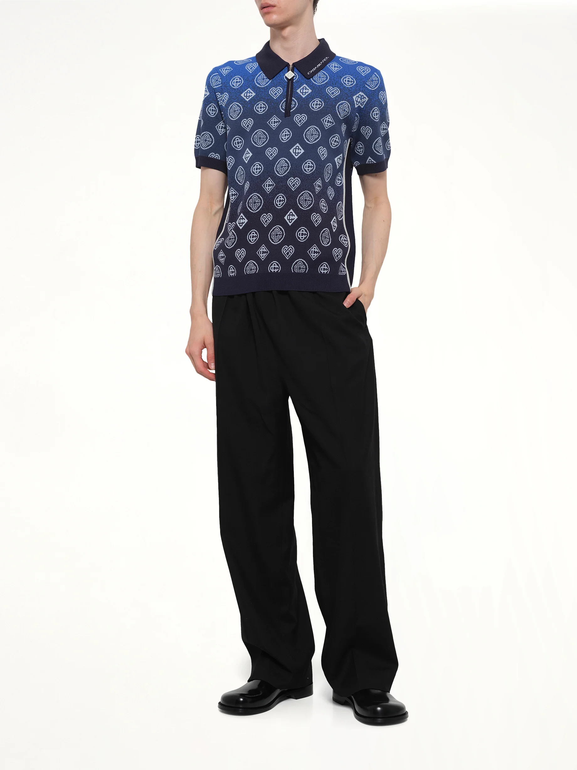 Gradient Monogram Polo Shirt in Blue - Image 4