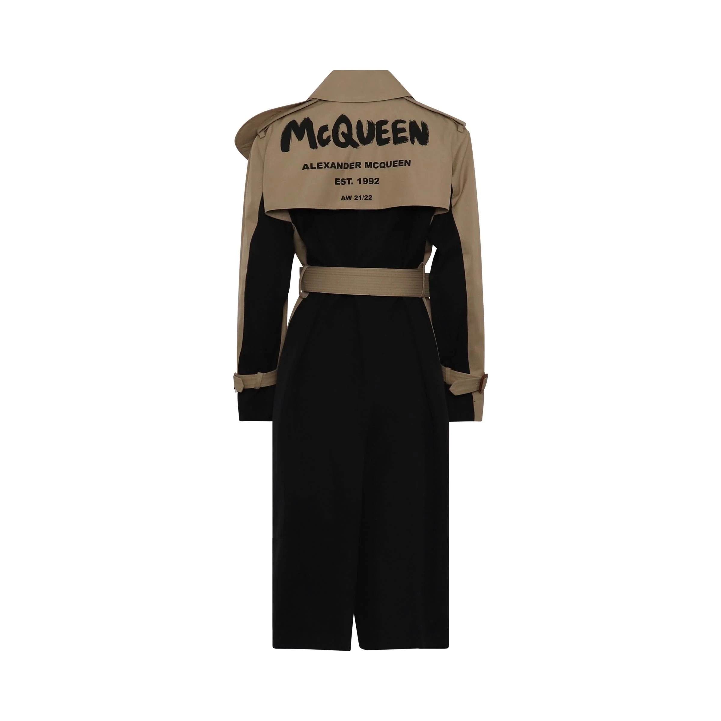 Graffiti Trench Coat in Beige - Image 4