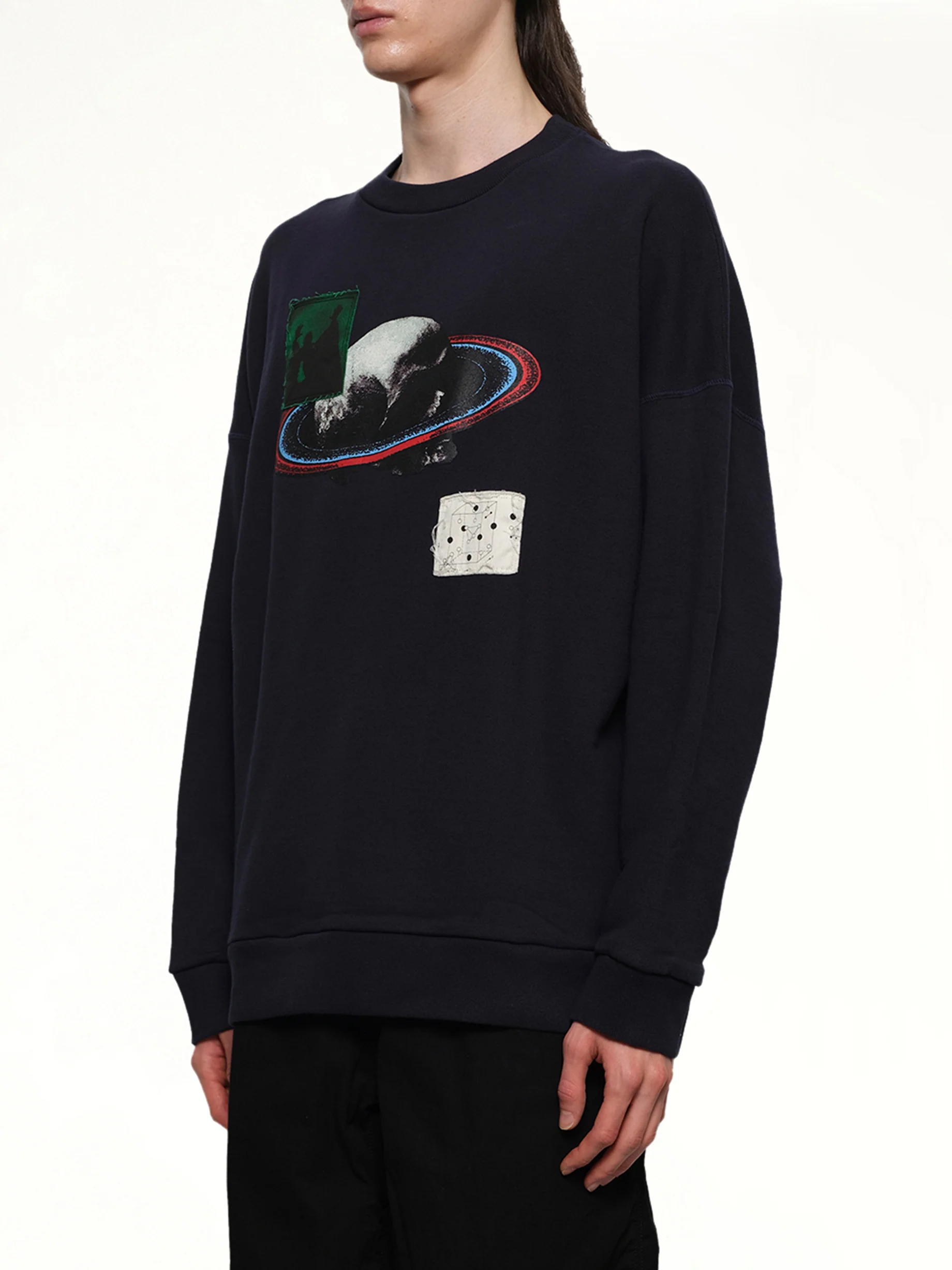 Graphic Patches Sweatshirt in Navy - Image 3