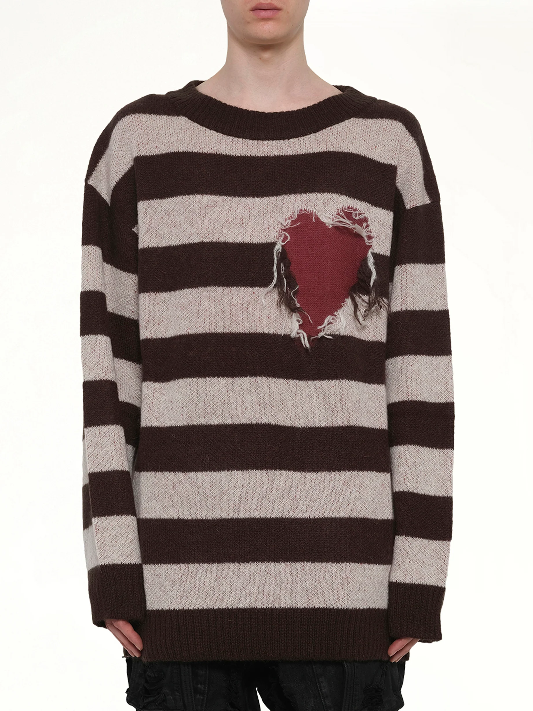 Grunge Stripe Pullover in Brown