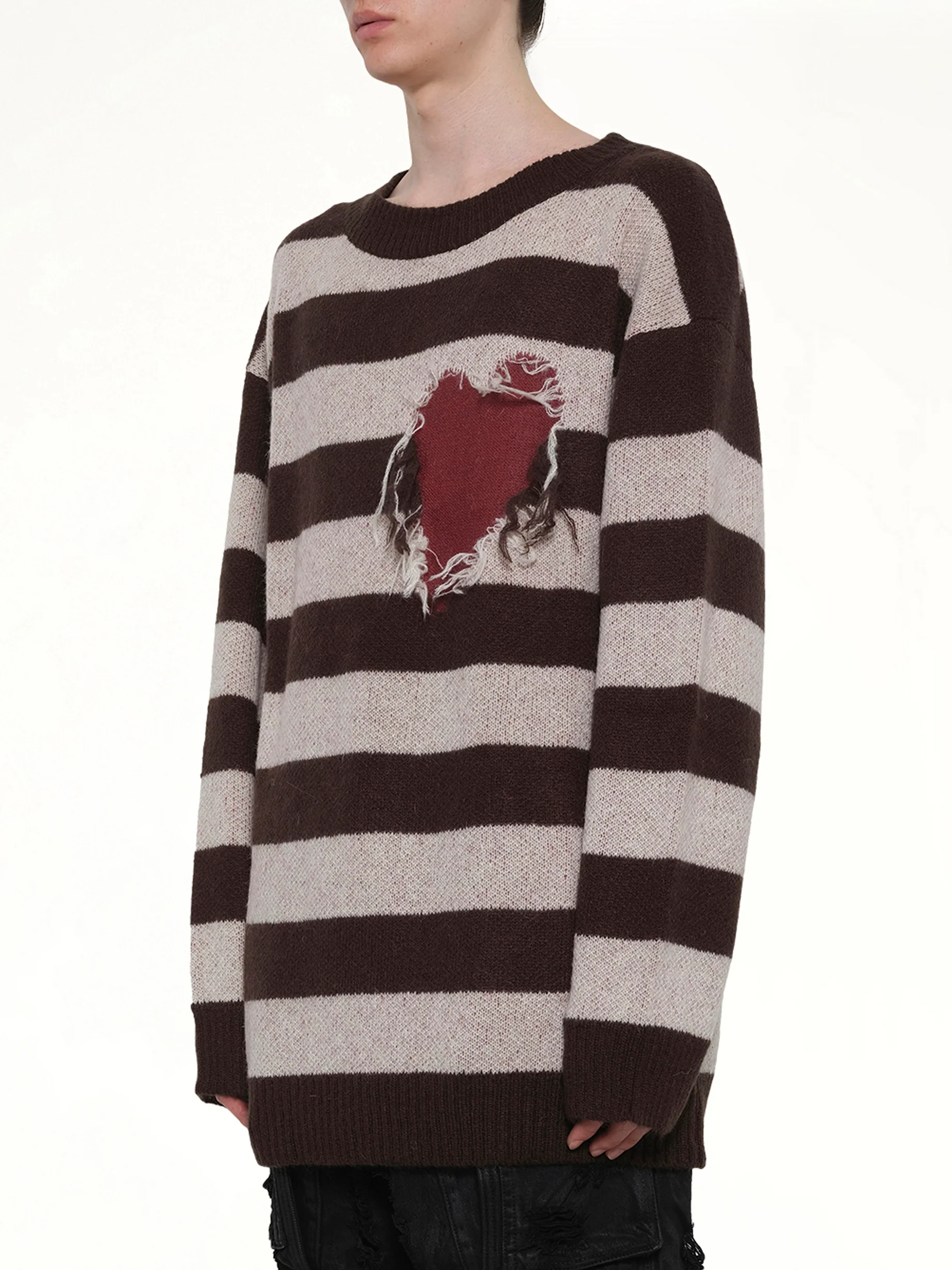 Grunge Stripe Pullover in Brown - Image 3
