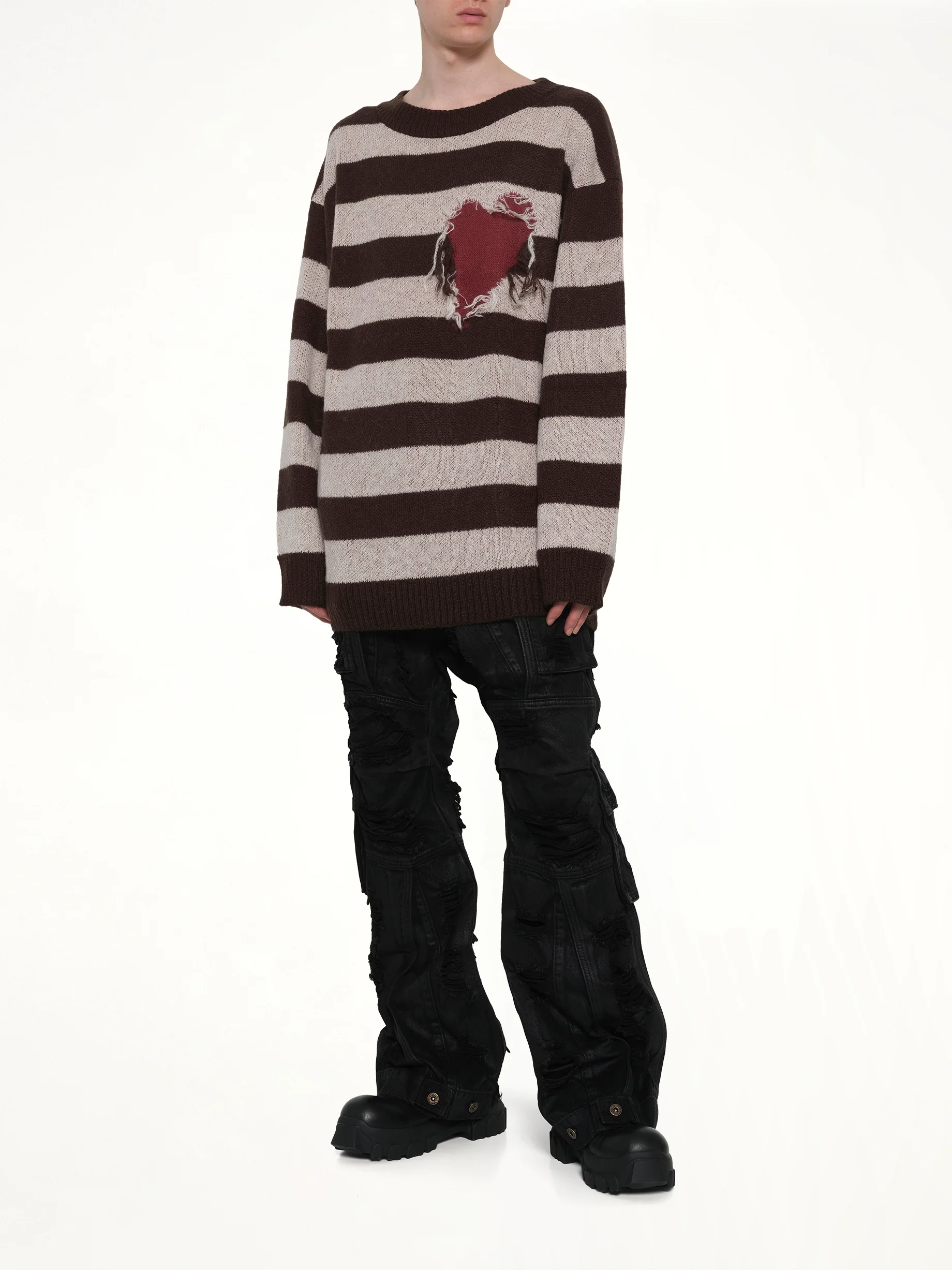 Grunge Stripe Pullover in Brown - Image 4
