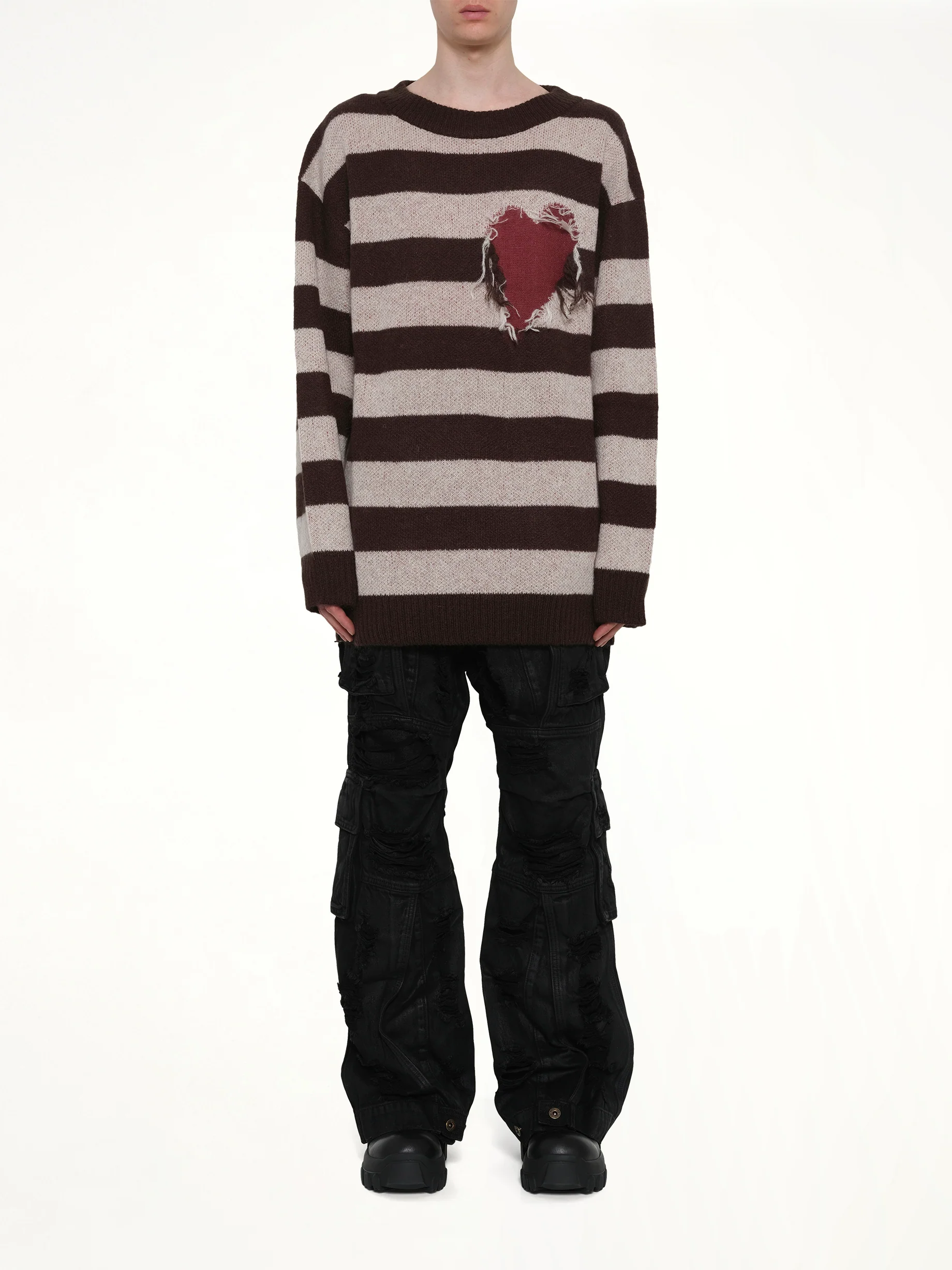 Grunge Stripe Pullover in Brown - Image 7