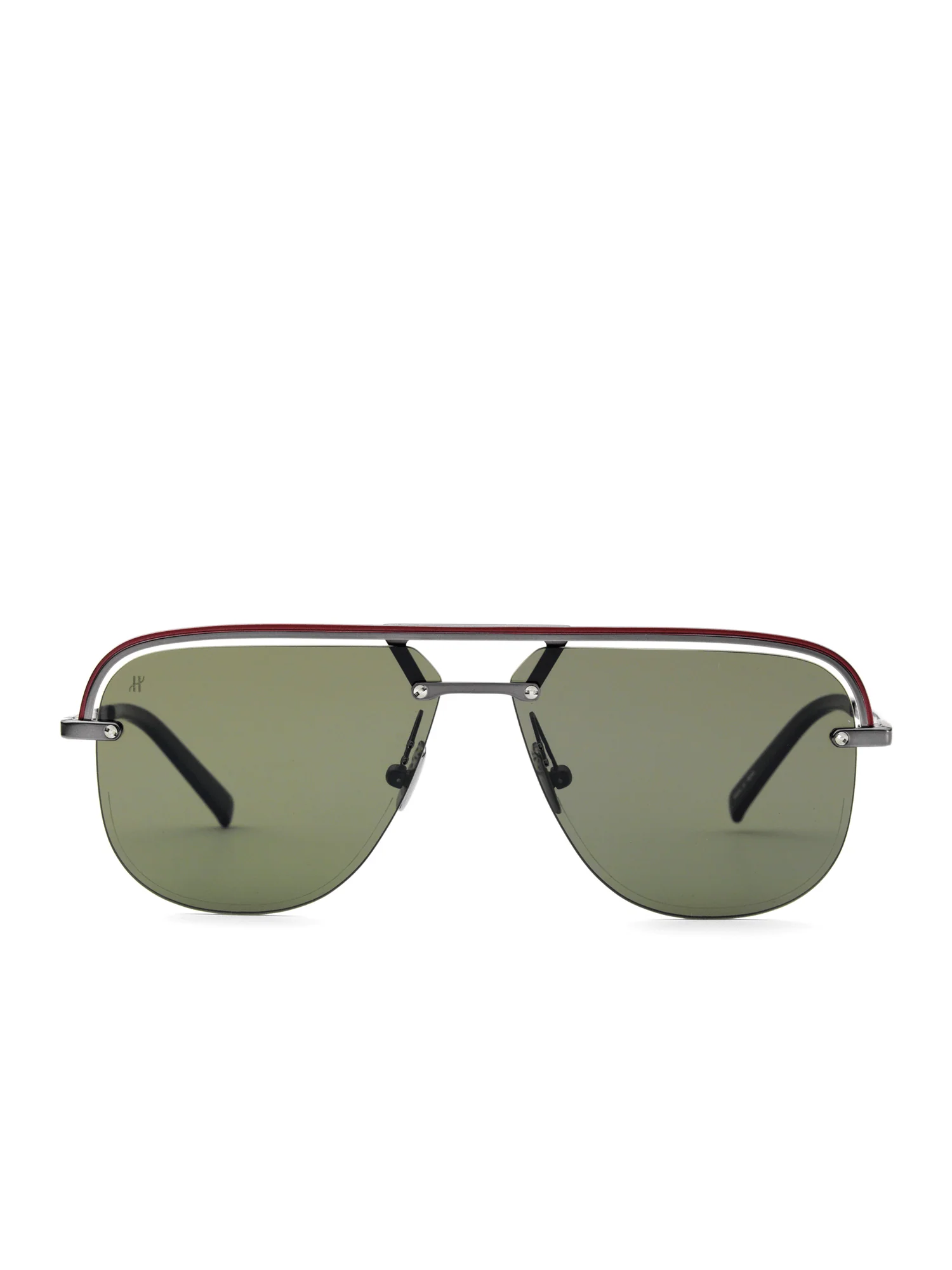 Gun Matte Aviator Sunglasses with Green Lens