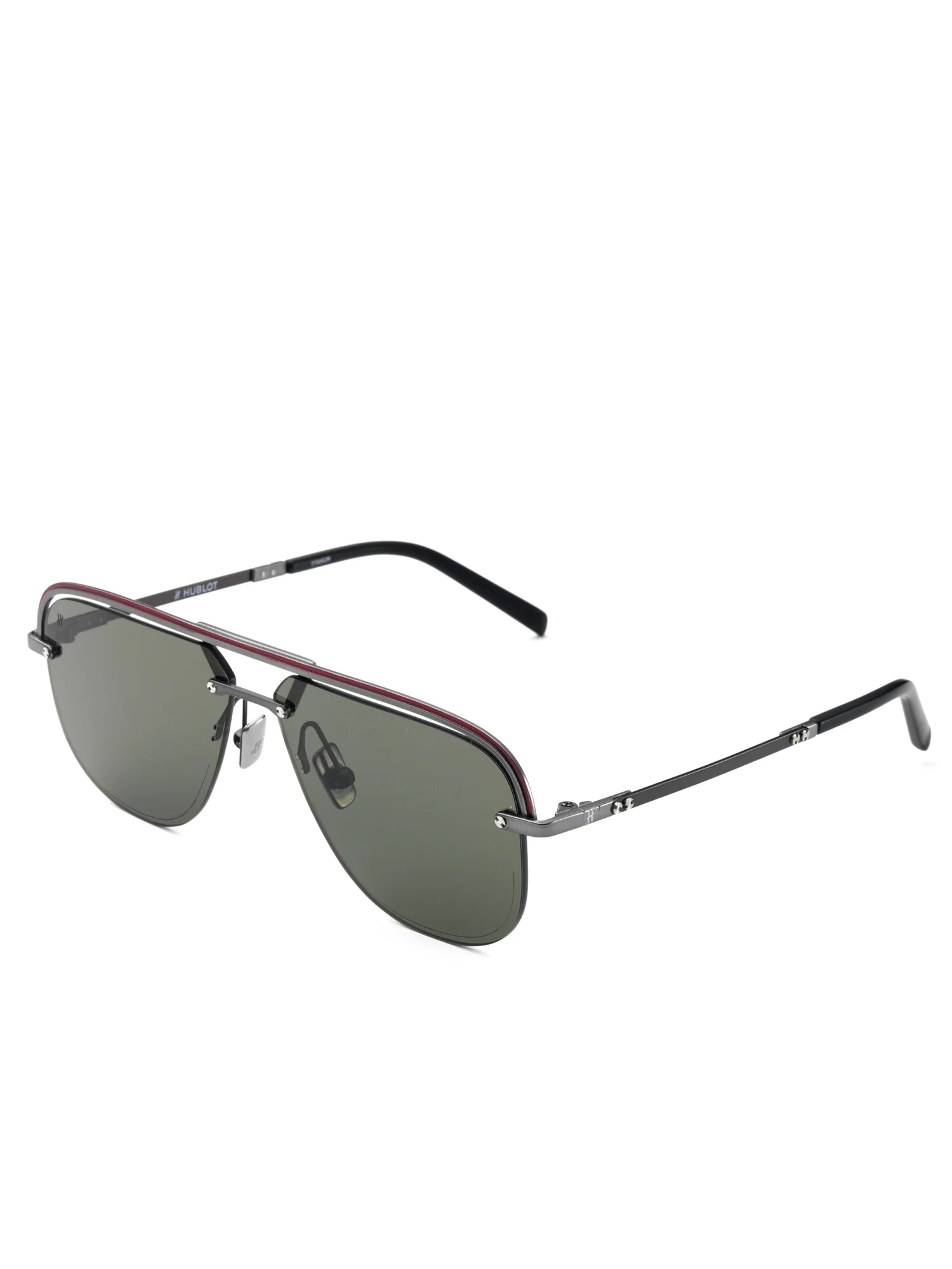 Gun Matte Aviator Sunglasses with Green Lens - Image 2