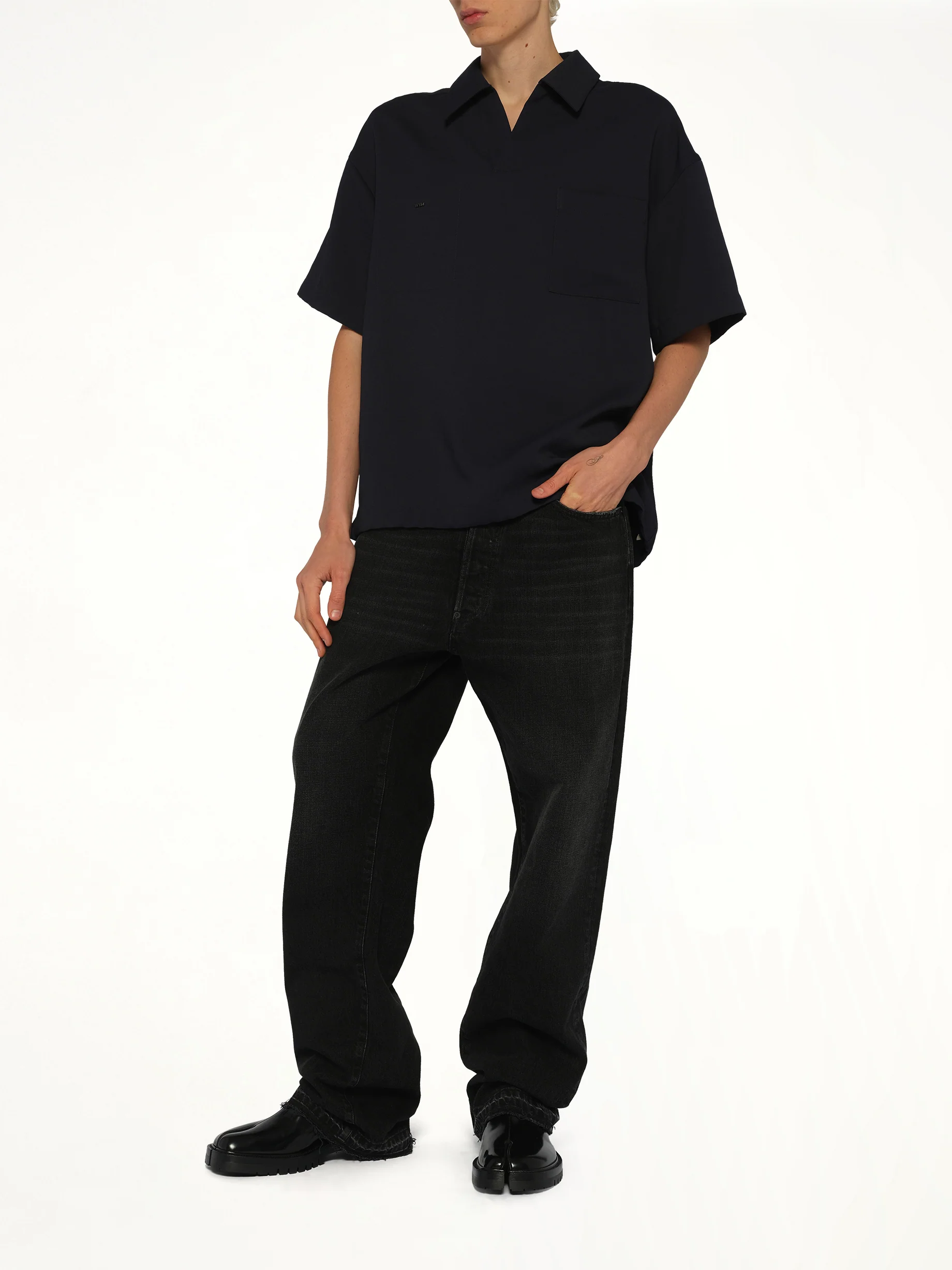 Half Sleeve Polo in Navy - Image 4
