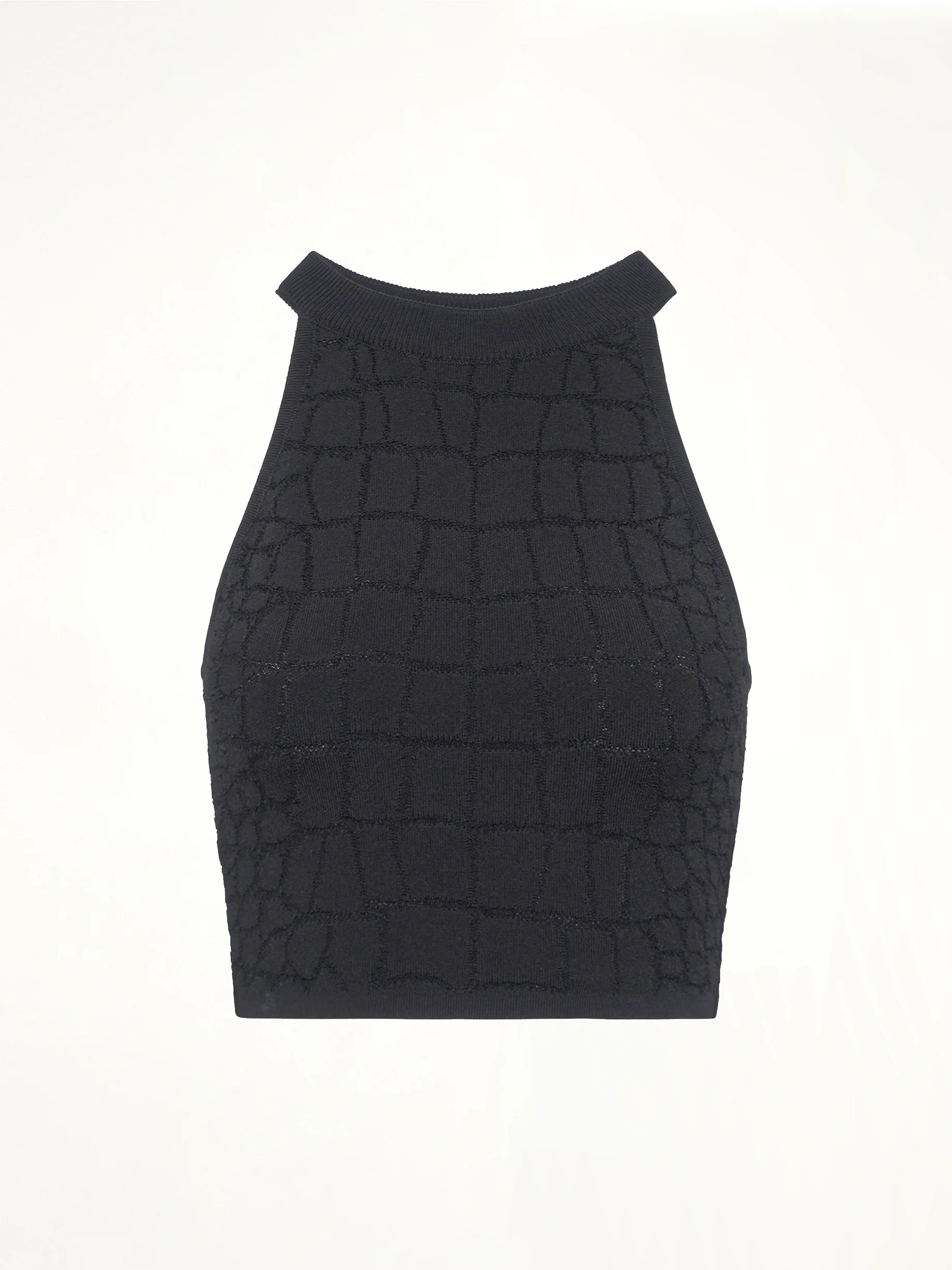 Halterneck Croco Top in Black - Image 2