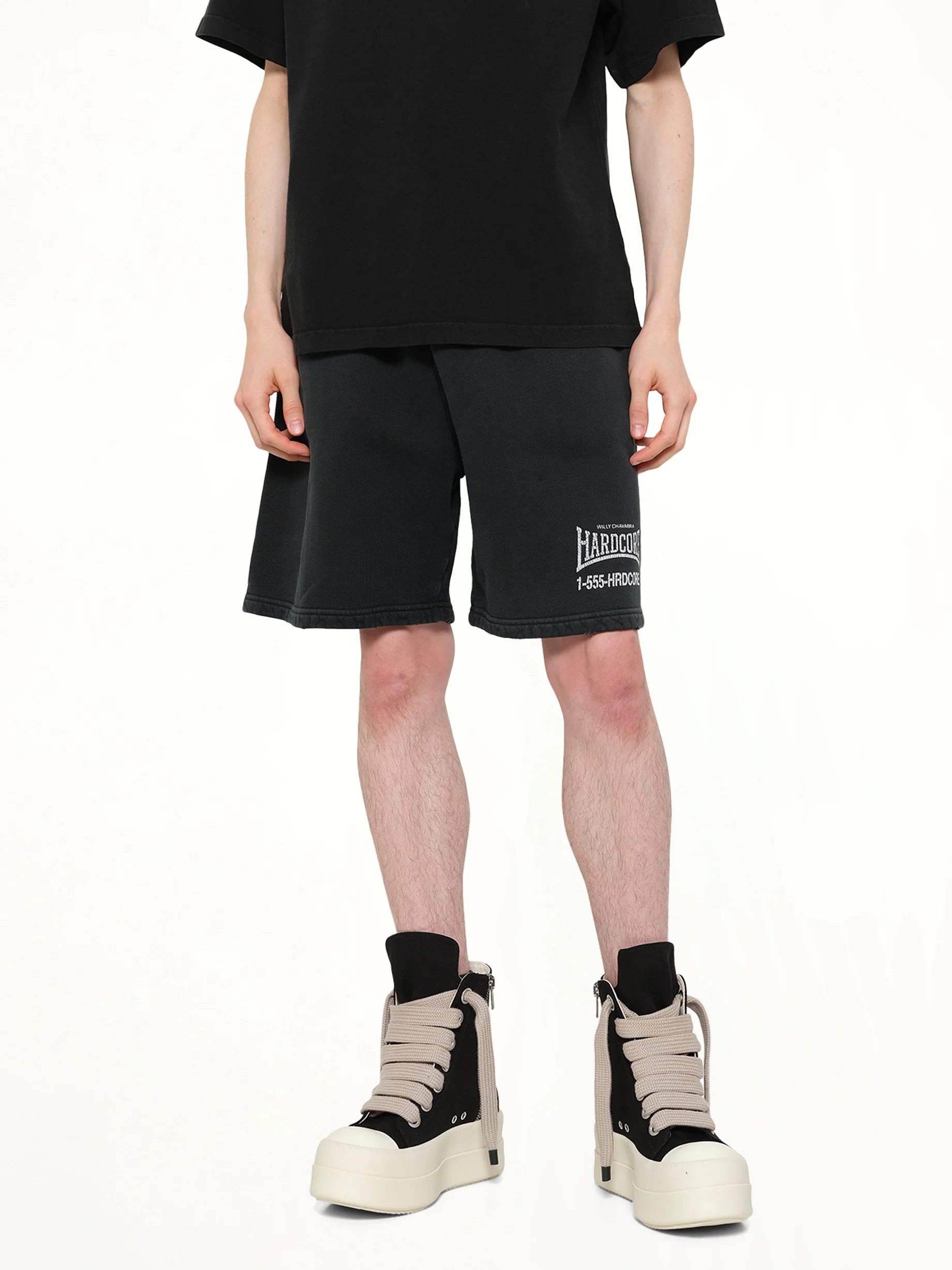 "Hardcore" Buffalo Sweatshort in Black - Image 6