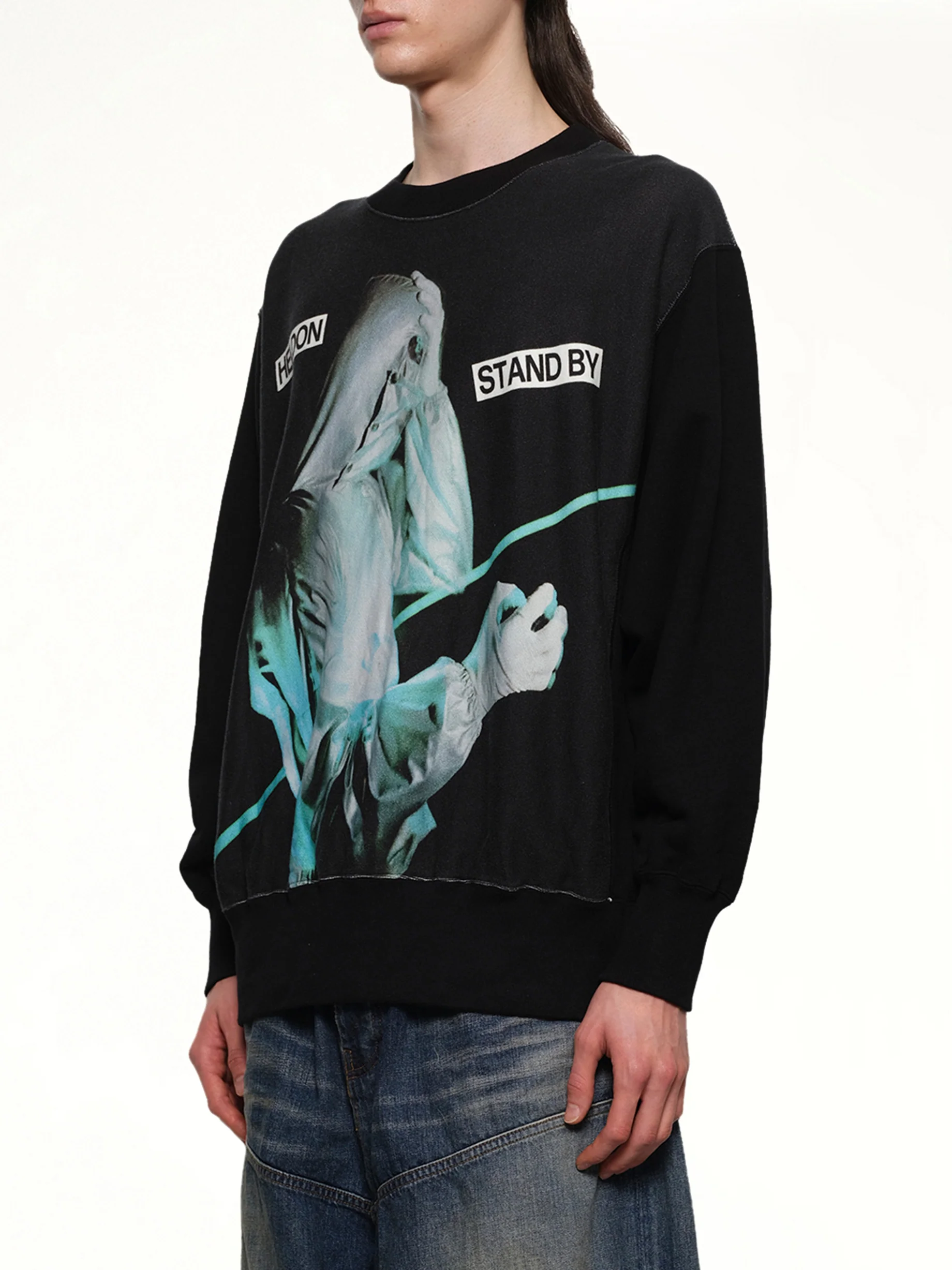 Heldon Stand By L/S T-Shirt in Black - Image 3