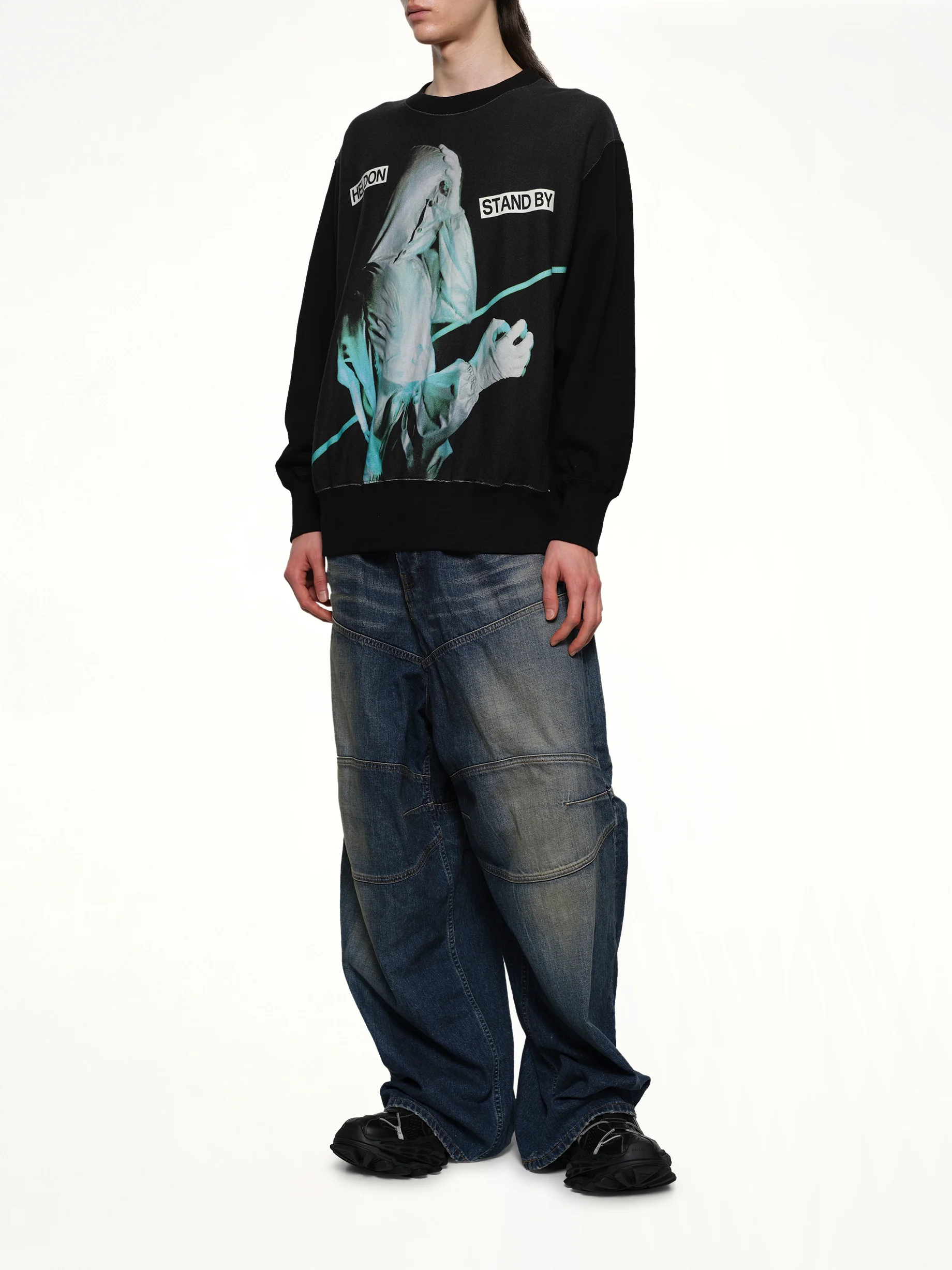 Heldon Stand By L/S T-Shirt in Black - Image 4