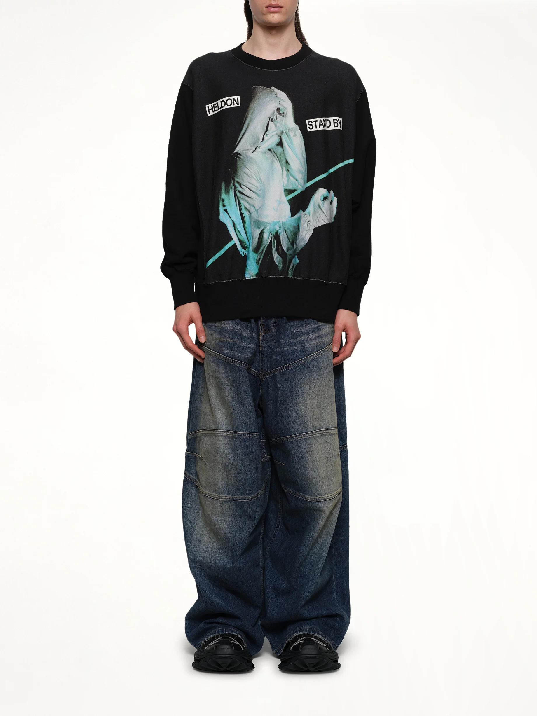 Heldon Stand By L/S T-Shirt in Black - Image 7