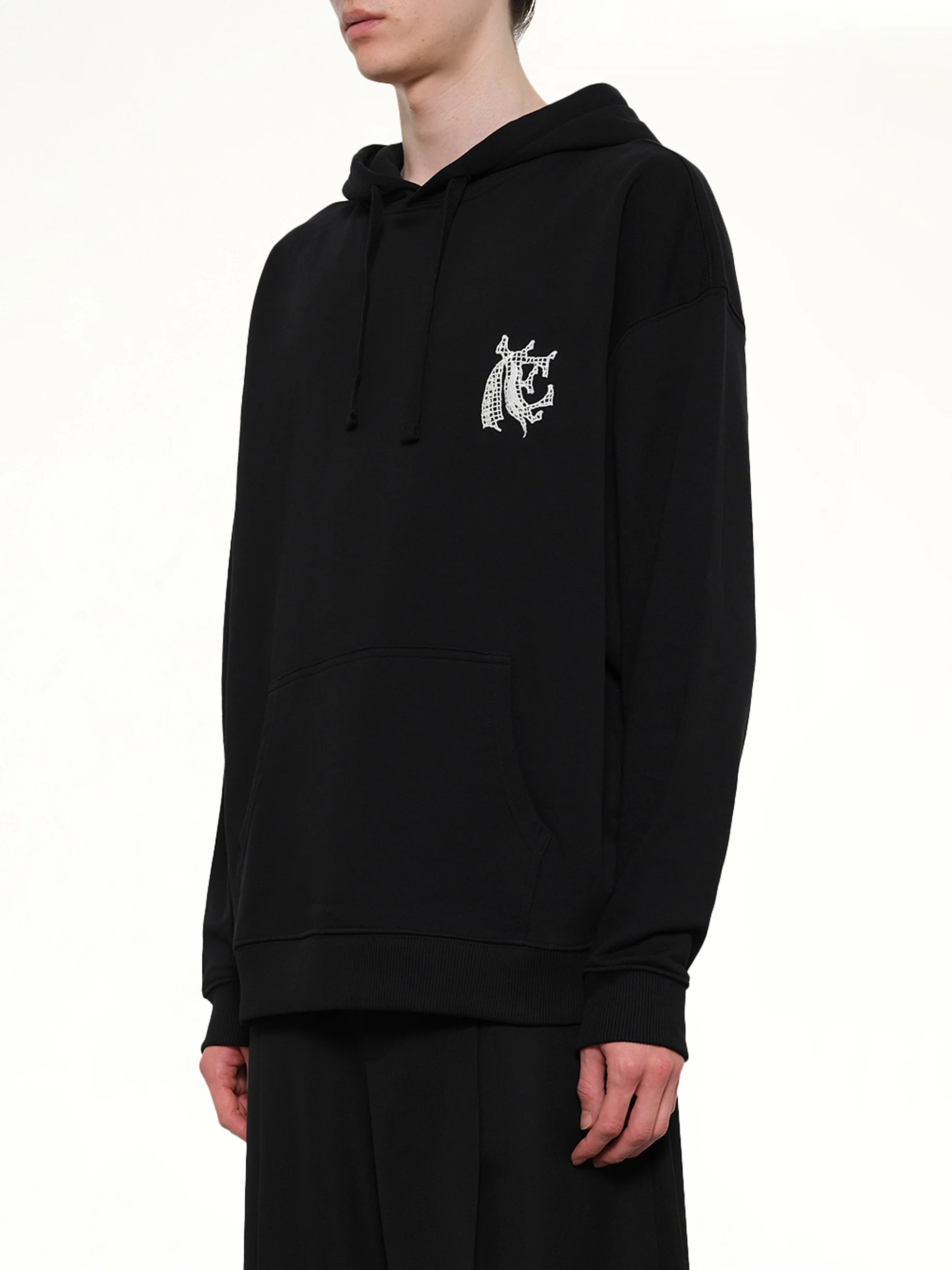 Hermine Print Cotton Hoodie in Black - Image 3