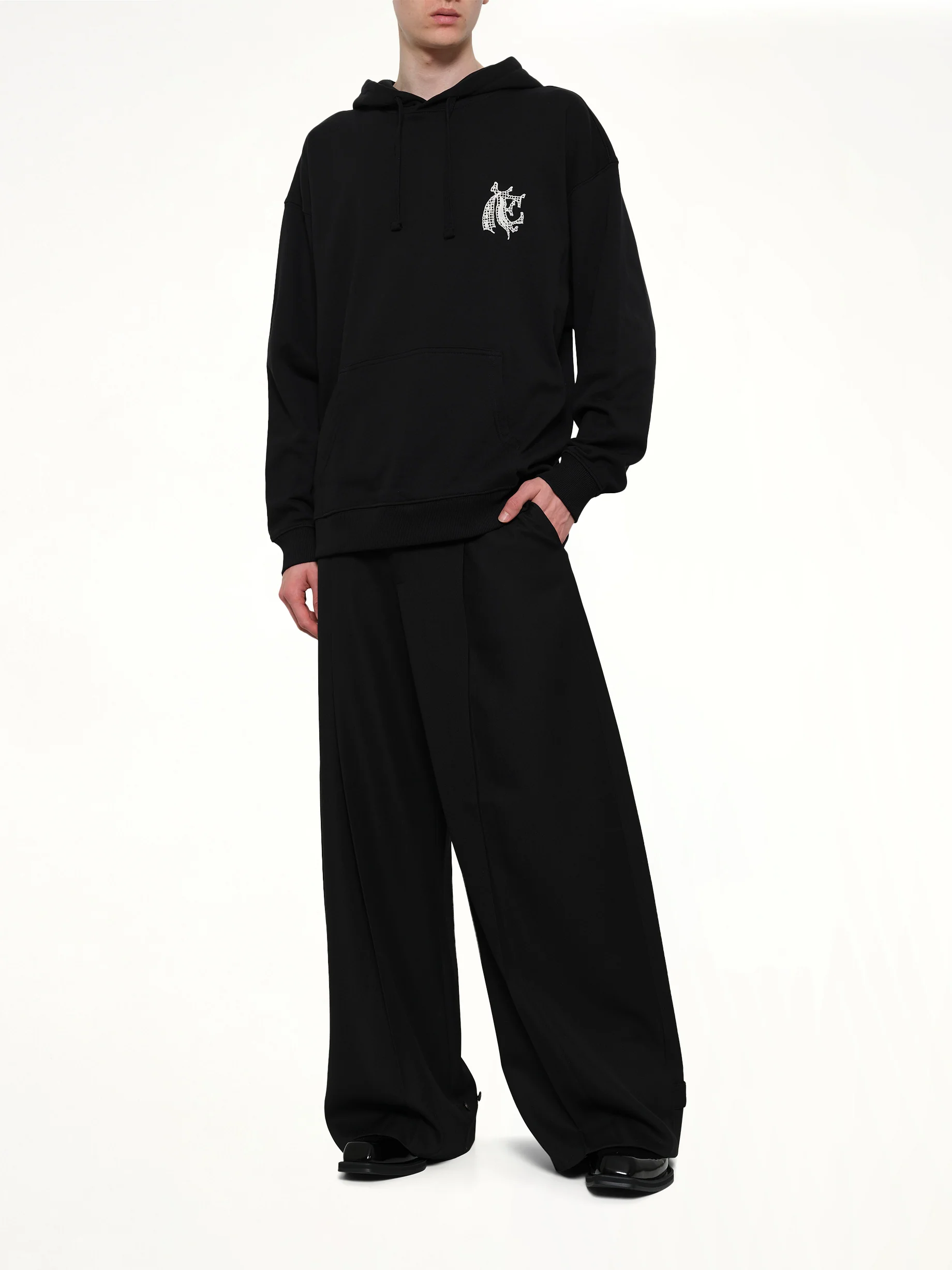 Hermine Print Cotton Hoodie in Black - Image 4