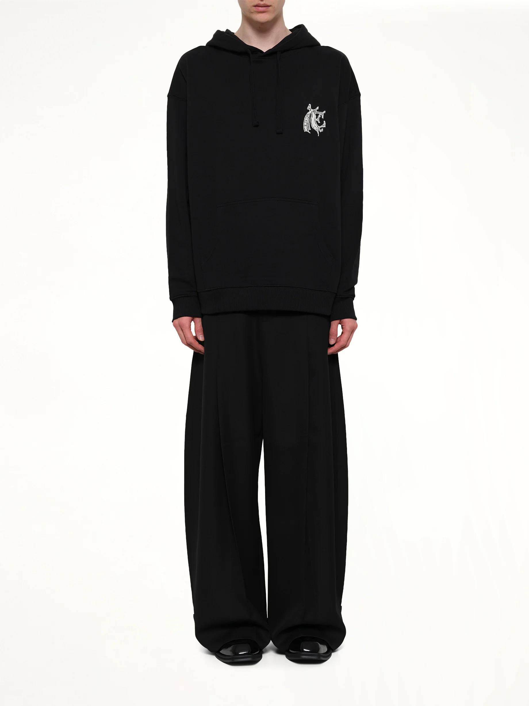 Hermine Print Cotton Hoodie in Black - Image 7