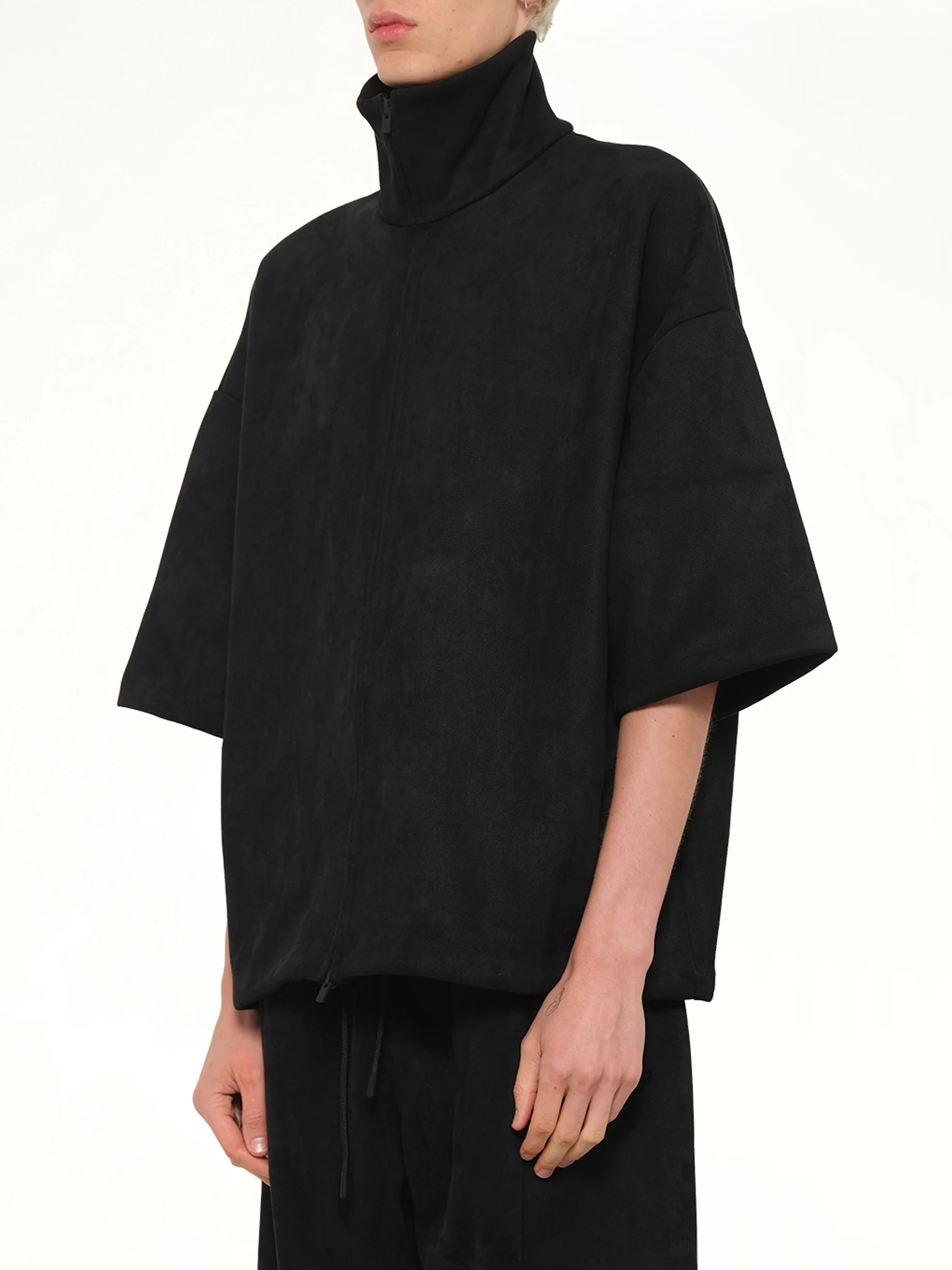 High Neck 3/4 Sleeve Jacket in Vintage Black - Image 3