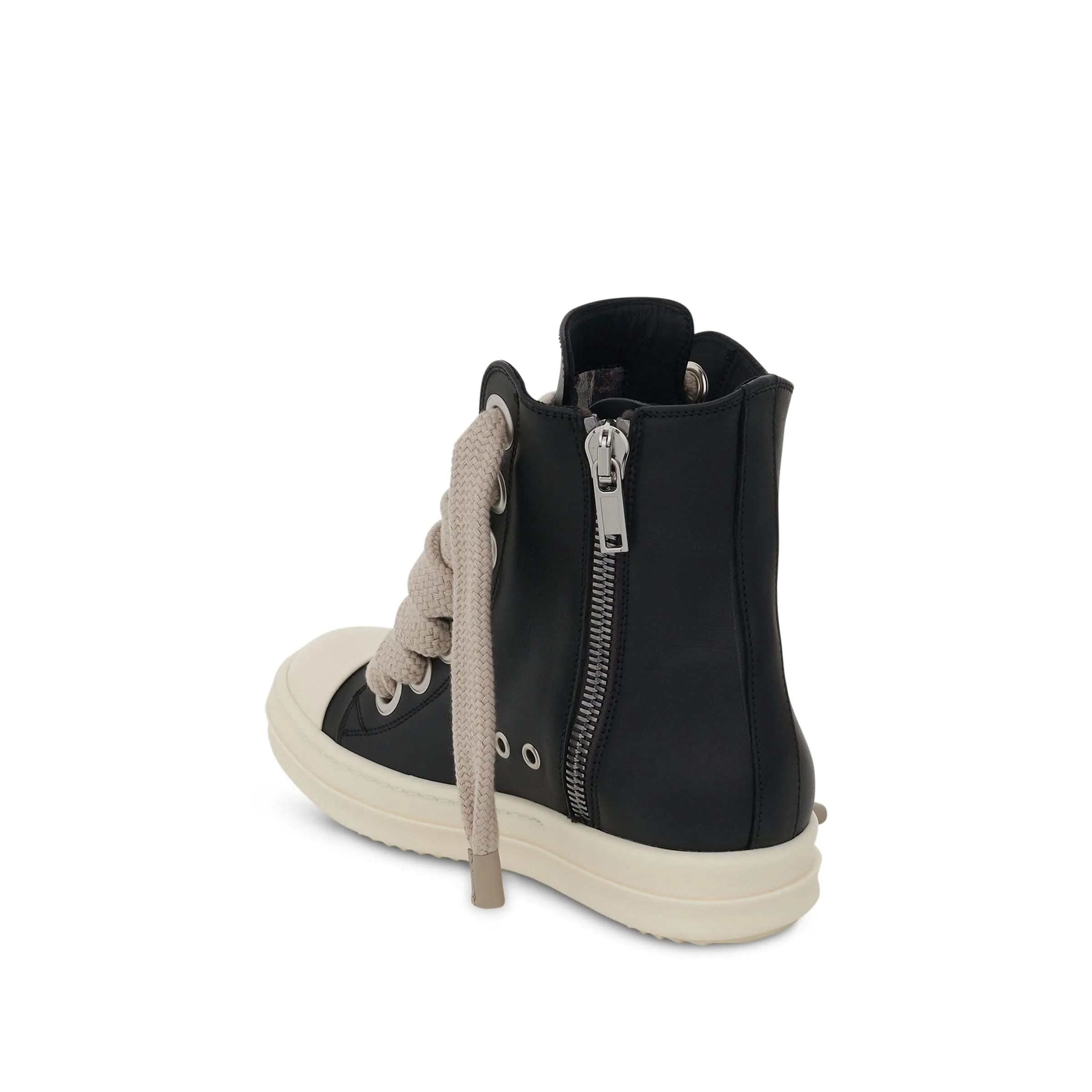 High Sneaker with Jumbo Laces in Black/Milk - Image 4