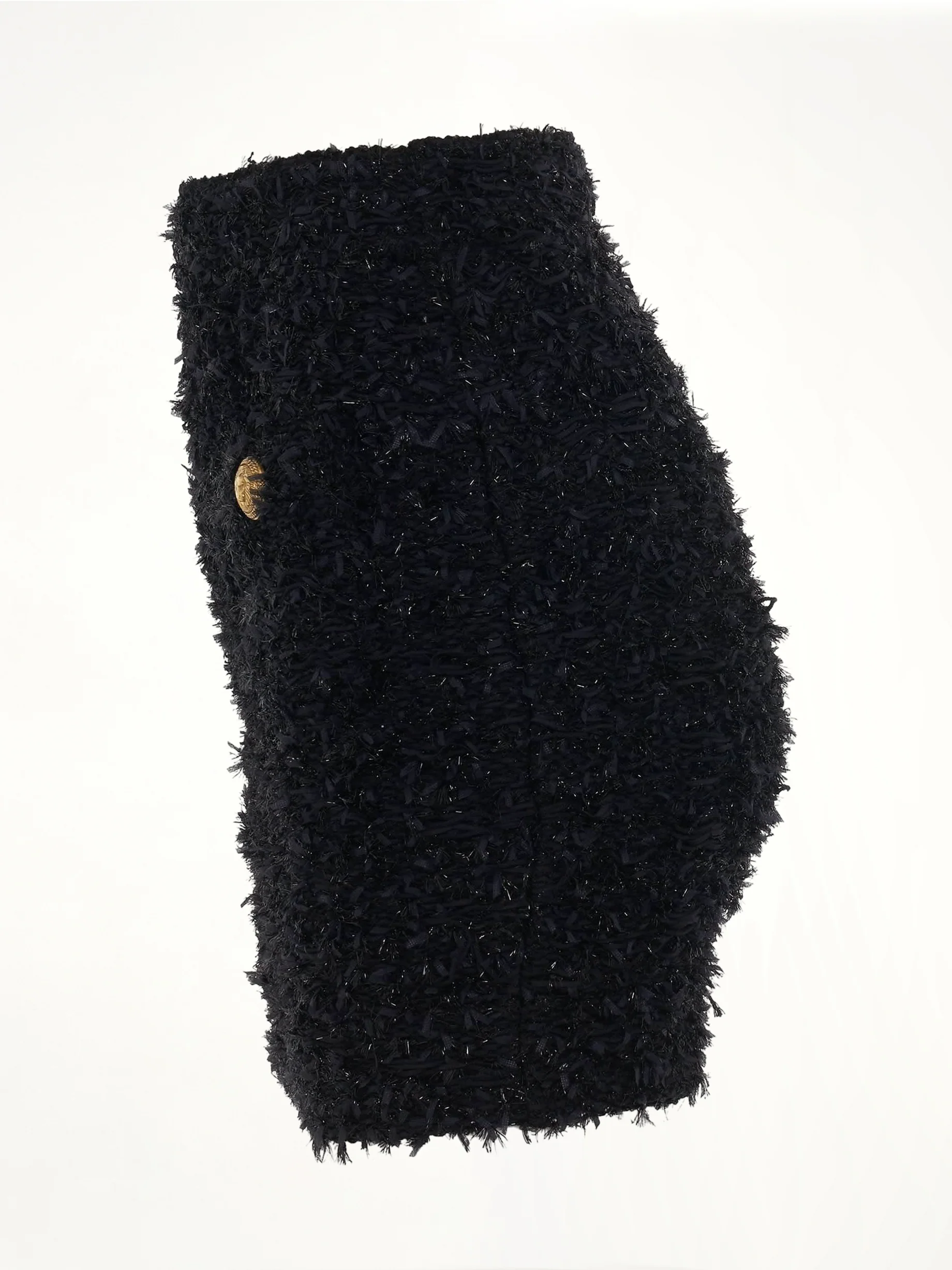 High Waisted 2 Pockets Tweed Short Skirt in Black - Image 3
