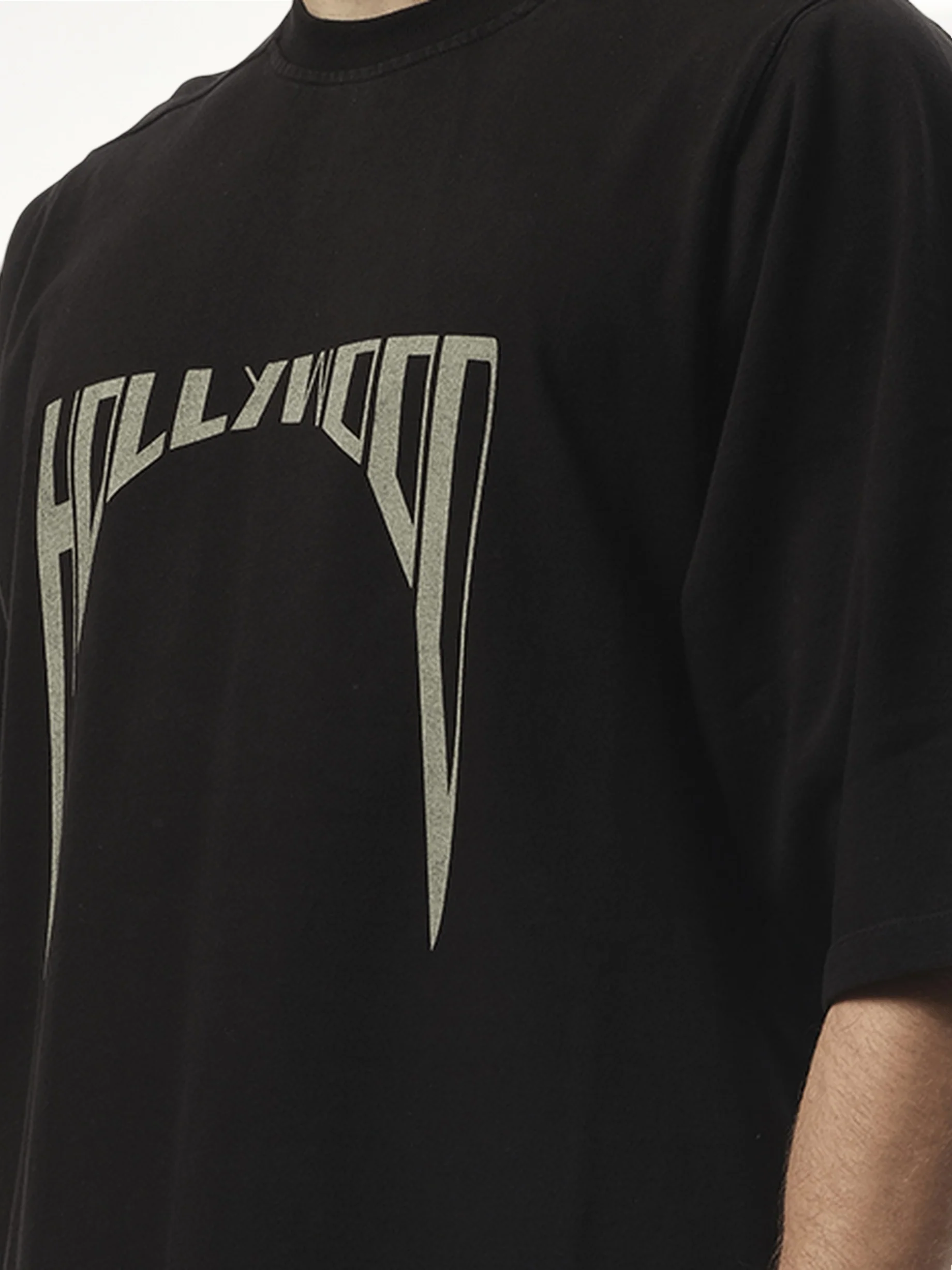 Hollywood Curved Jumbo SS T-Shirt in Black/Pearl - Image 3