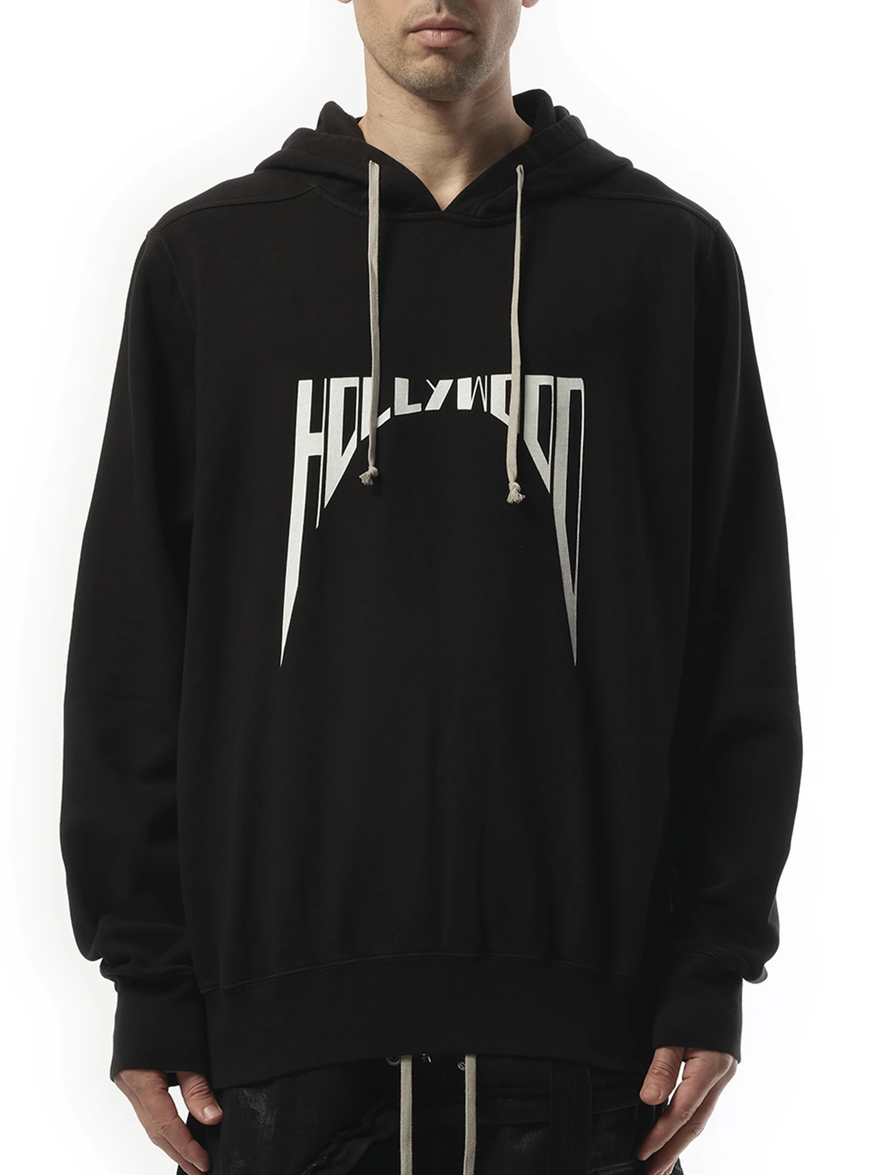 Hollywood Curved Print Oversized Hoodie in Black/Milk