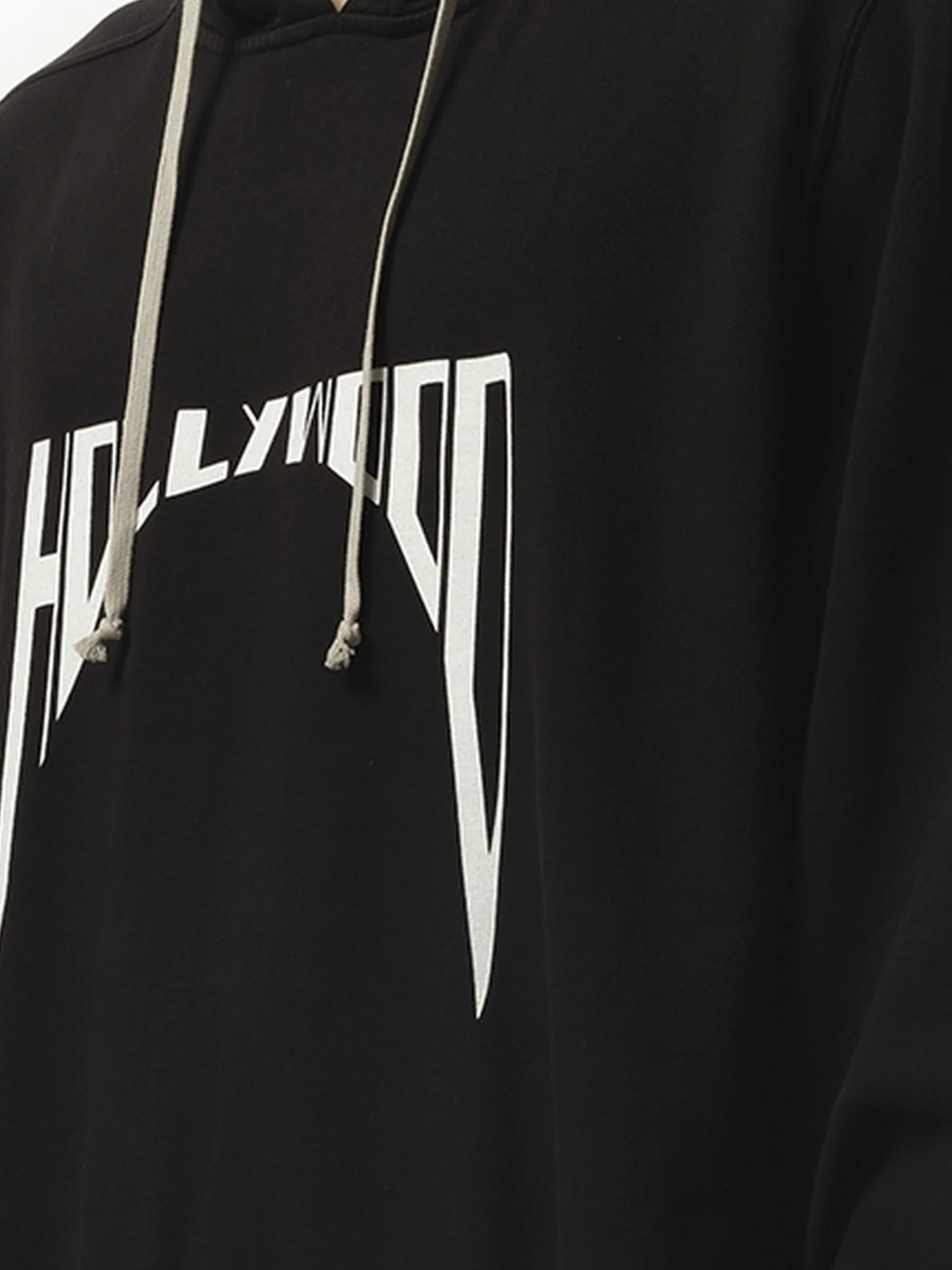 Hollywood Curved Print Oversized Hoodie in Black/Milk - Image 3