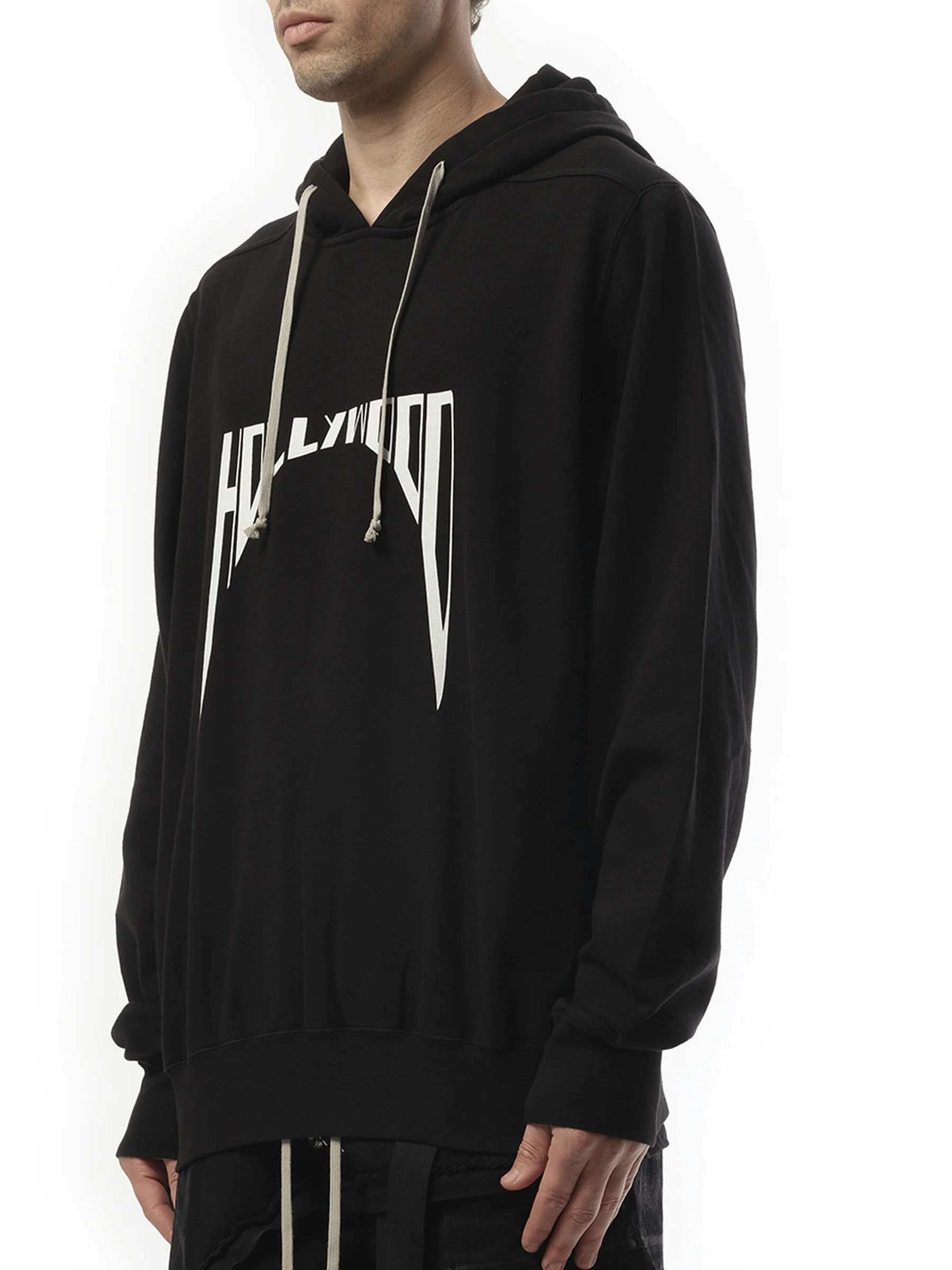 Hollywood Curved Print Oversized Hoodie in Black/Milk - Image 5