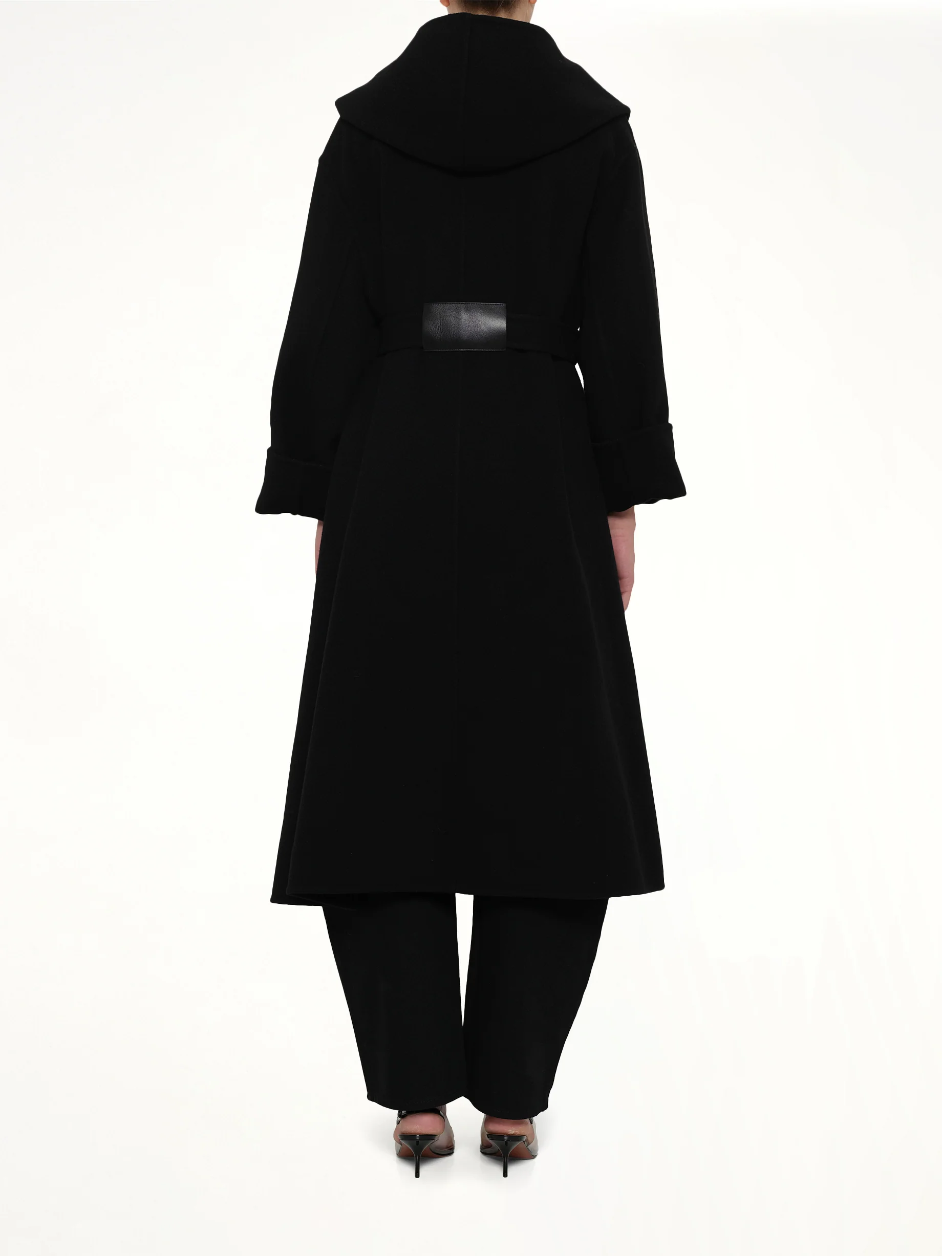 Hood Wrap Coat in Black - Image 5