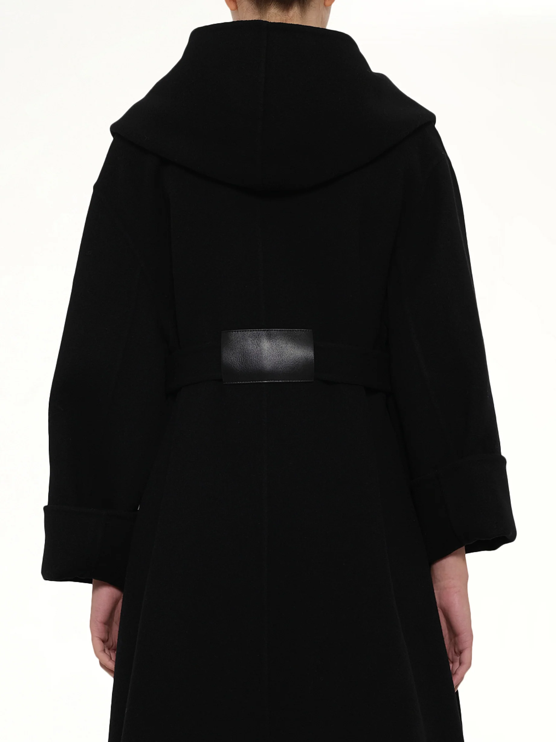 Hood Wrap Coat in Black - Image 9