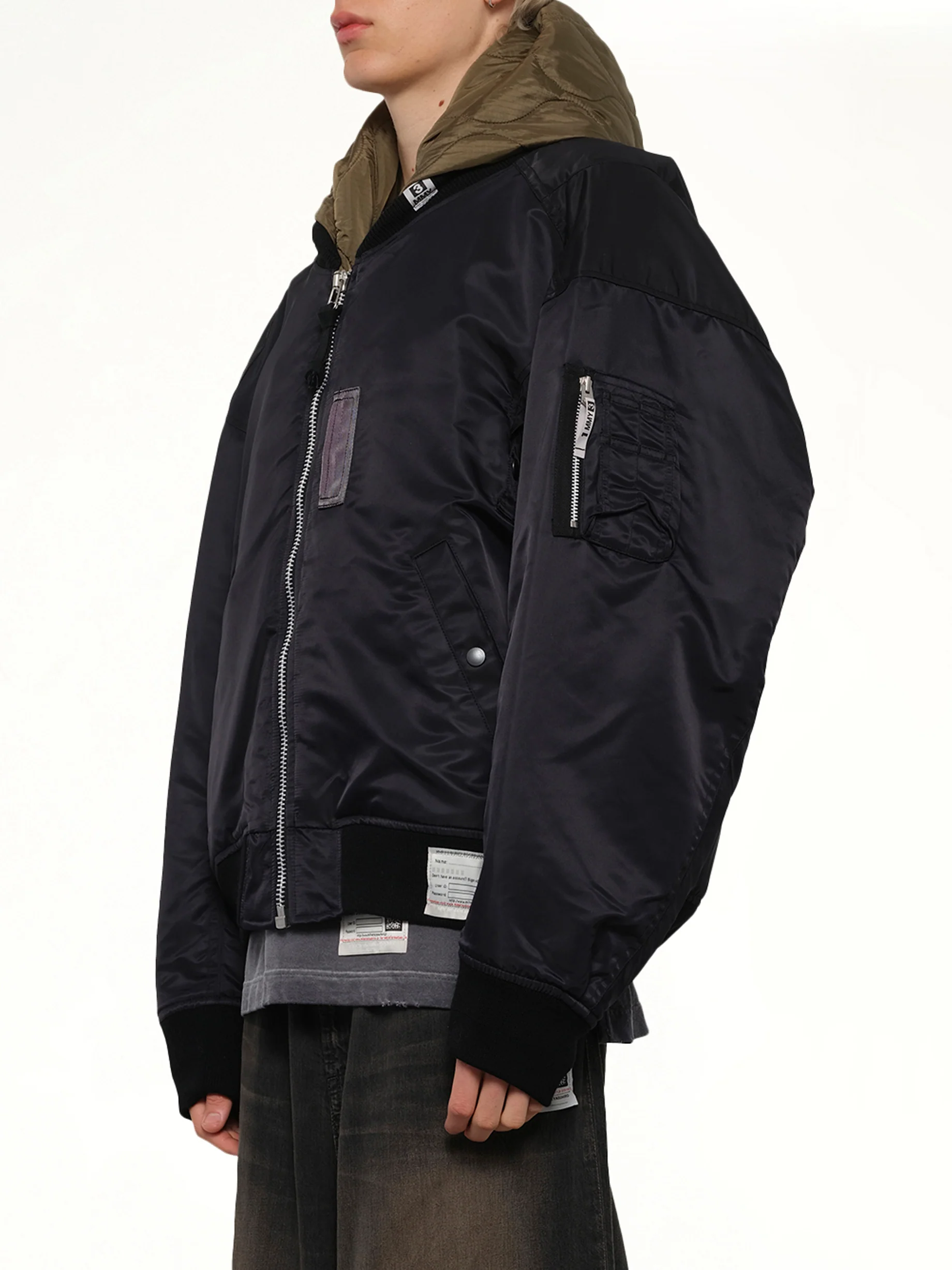 Hooded Bomber Jacket in Black - Image 3