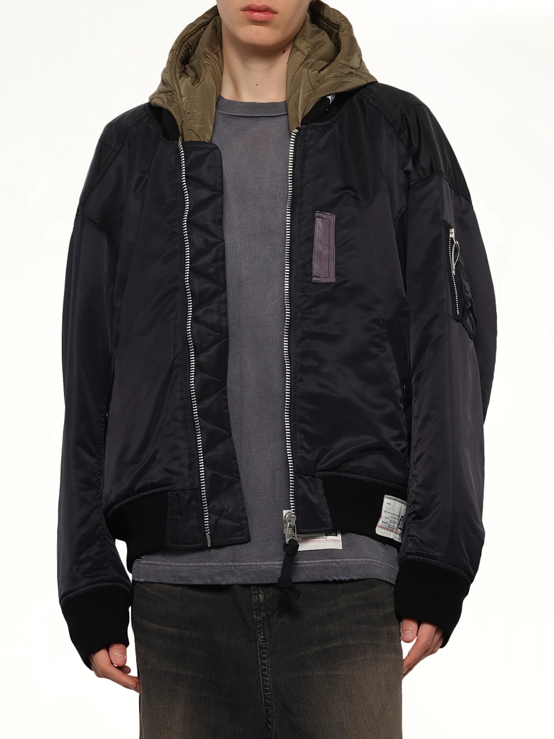 Hooded Bomber Jacket in Black - Image 6
