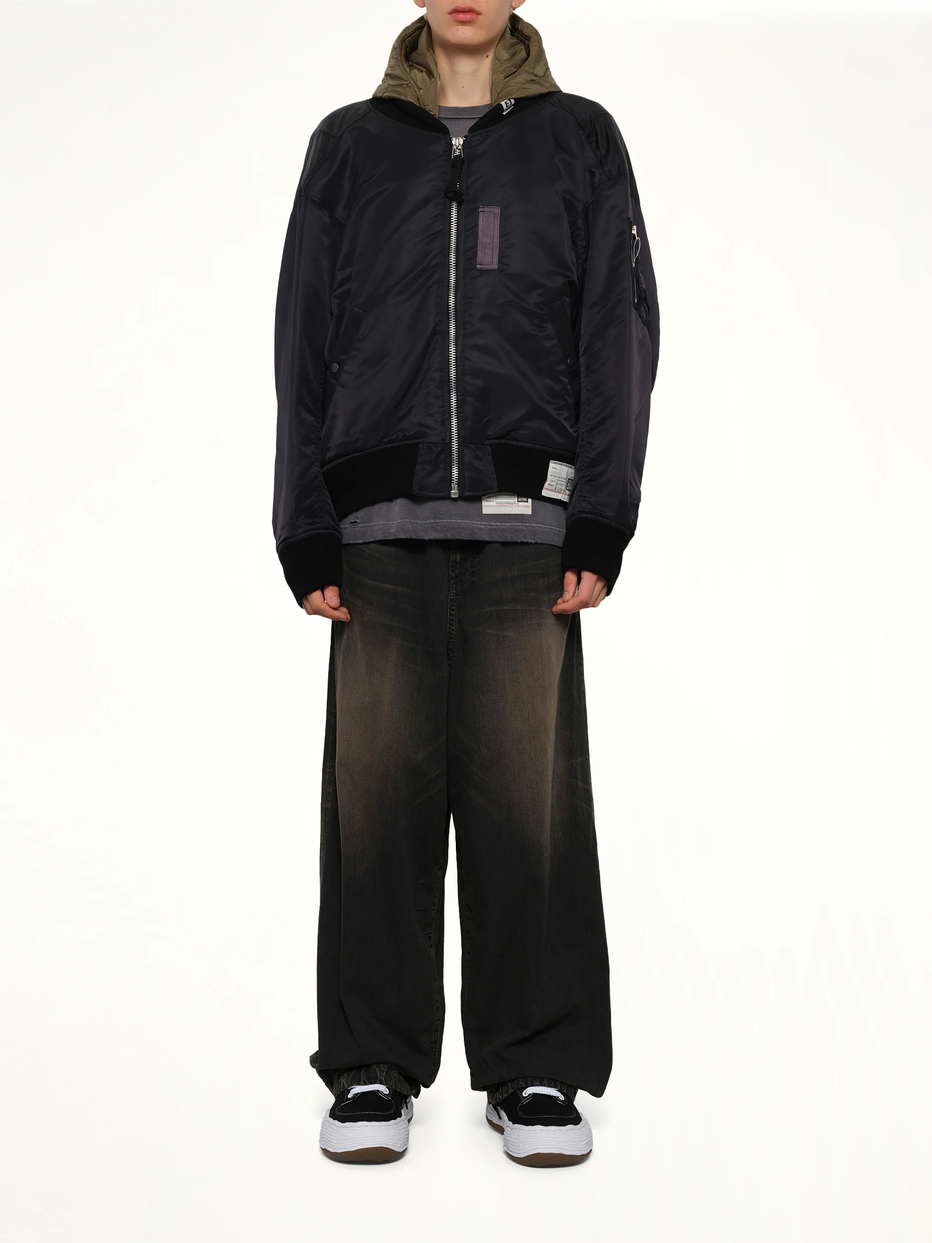 Hooded Bomber Jacket in Black - Image 7