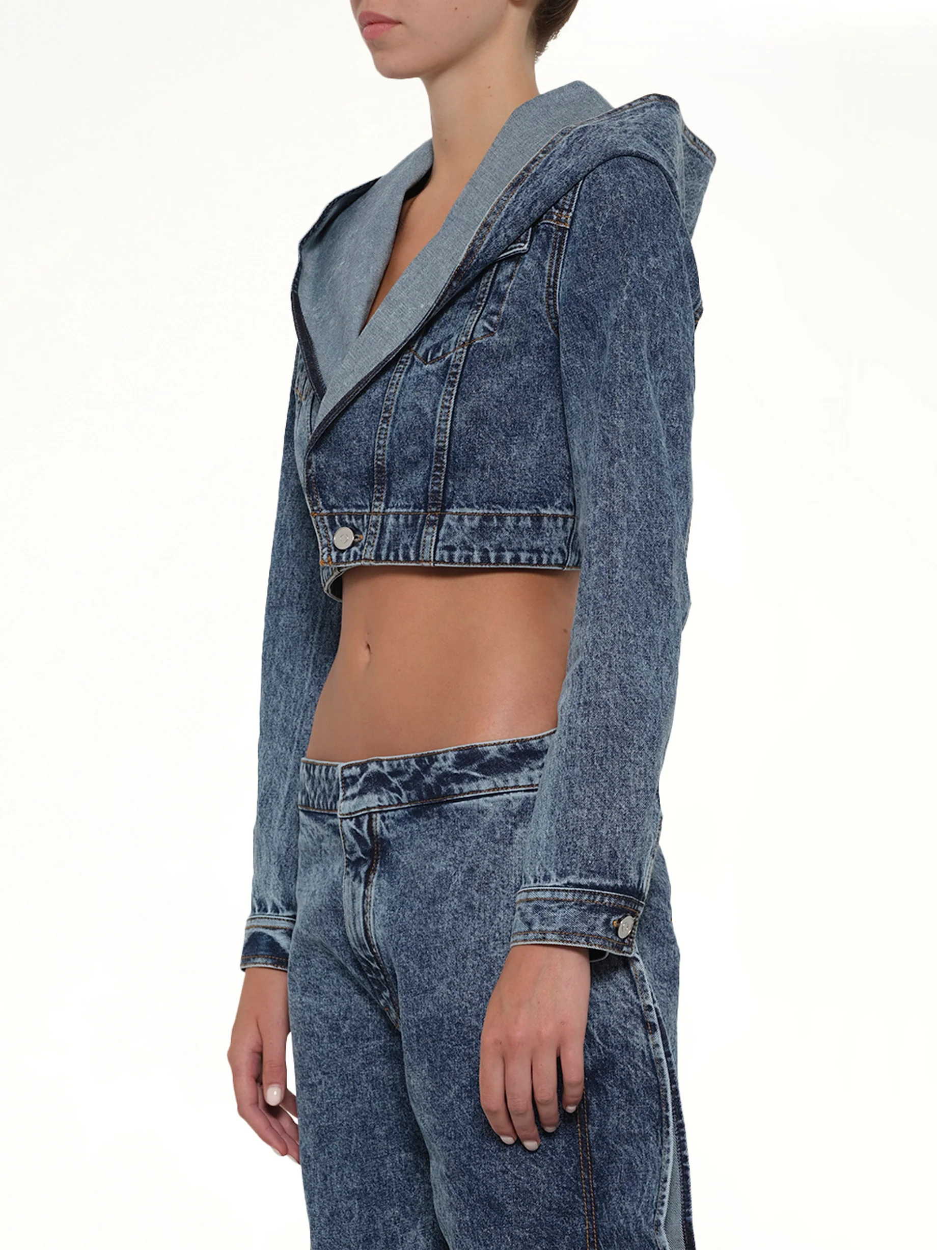 Hooded Jacket in Blue Denim - Image 3