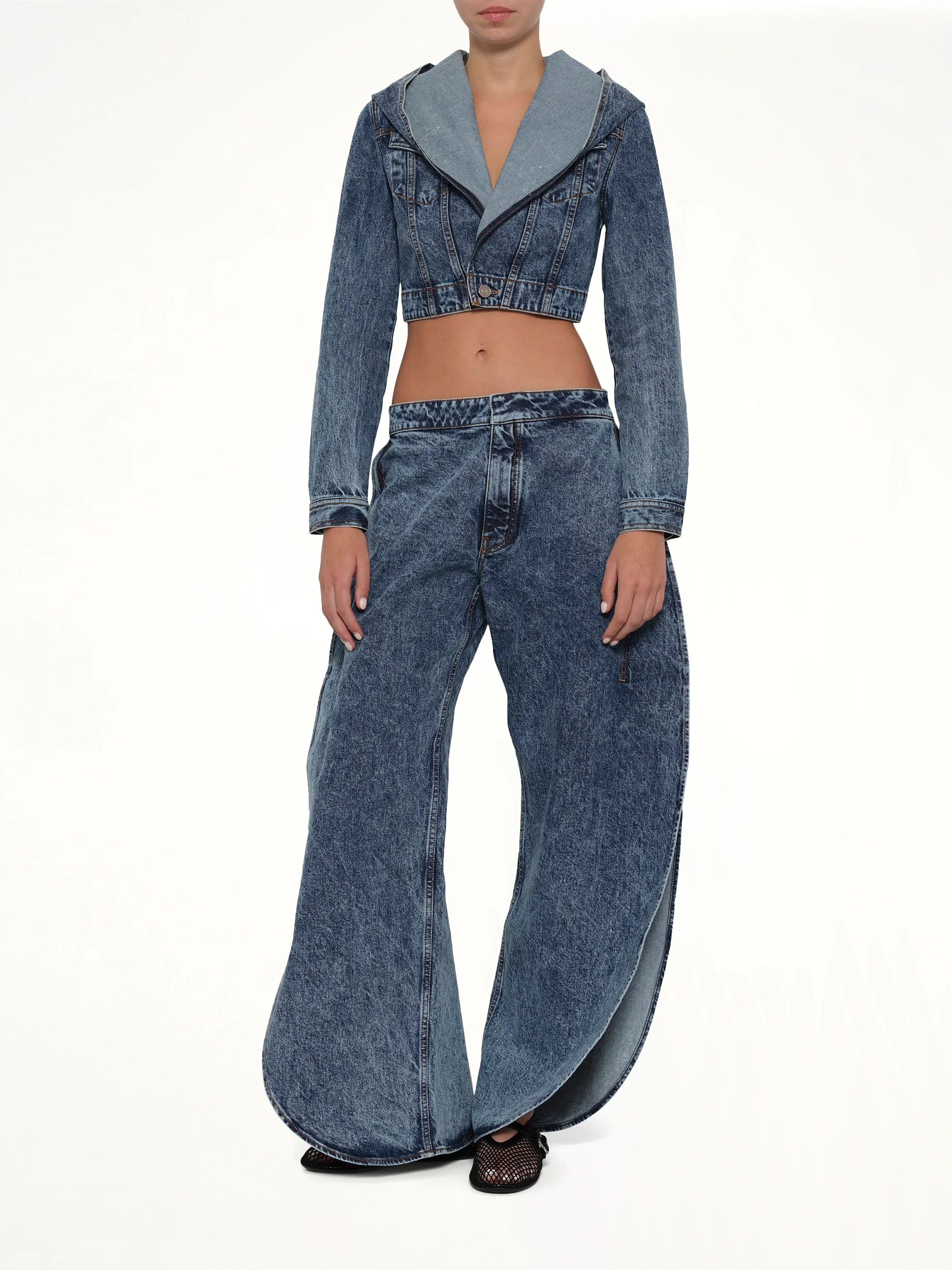 Hooded Jacket in Blue Denim - Image 4