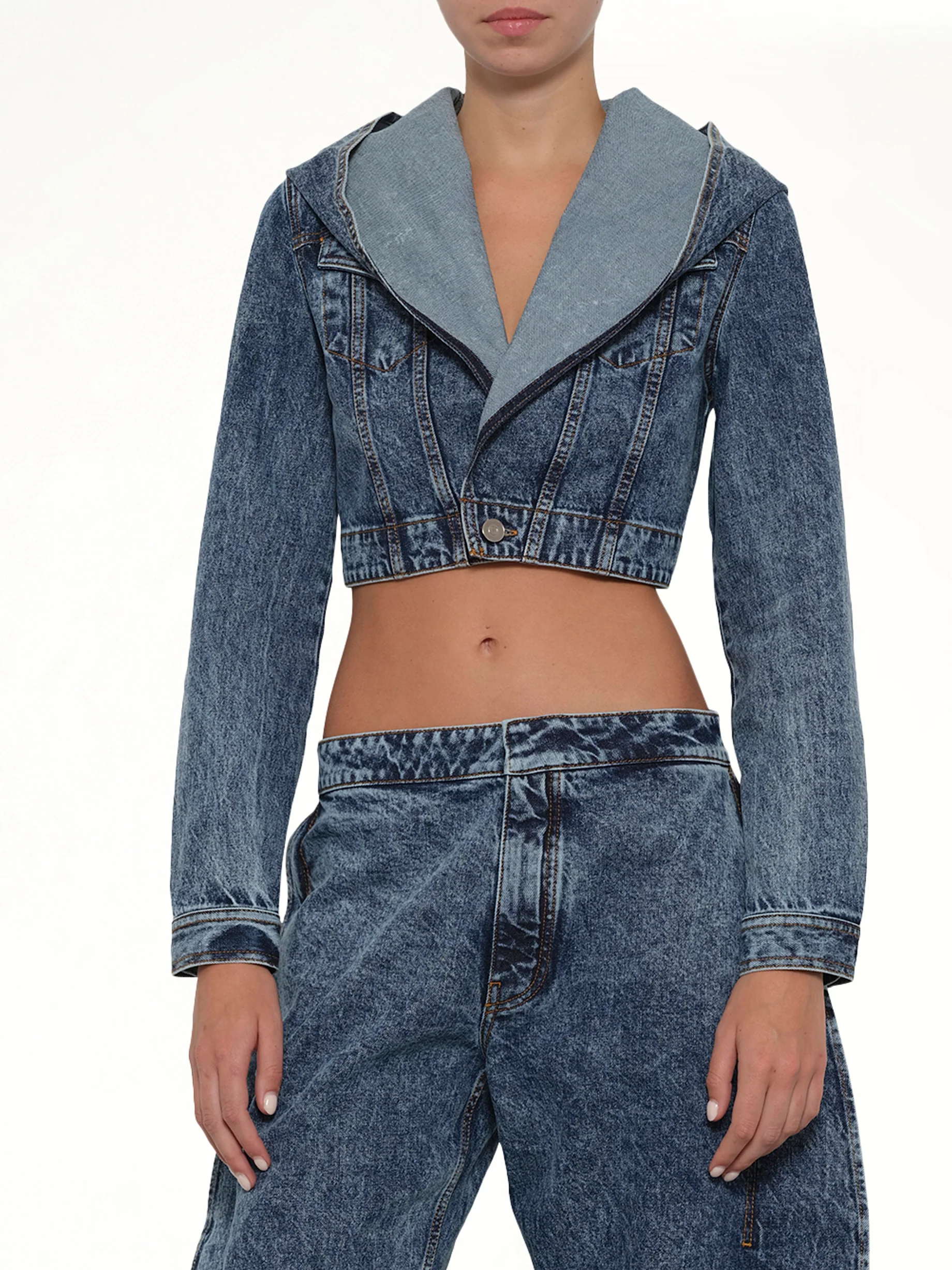 Hooded Jacket in Blue Denim - Image 6
