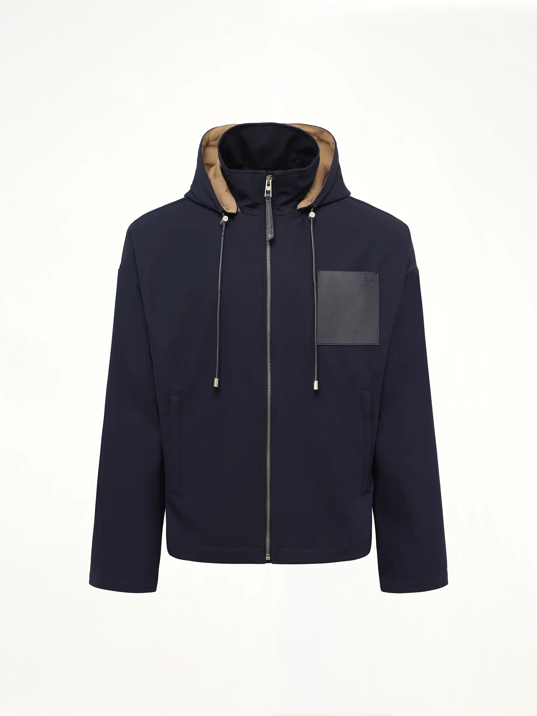 Hooded Jacket in Navy/Beige - Image 2