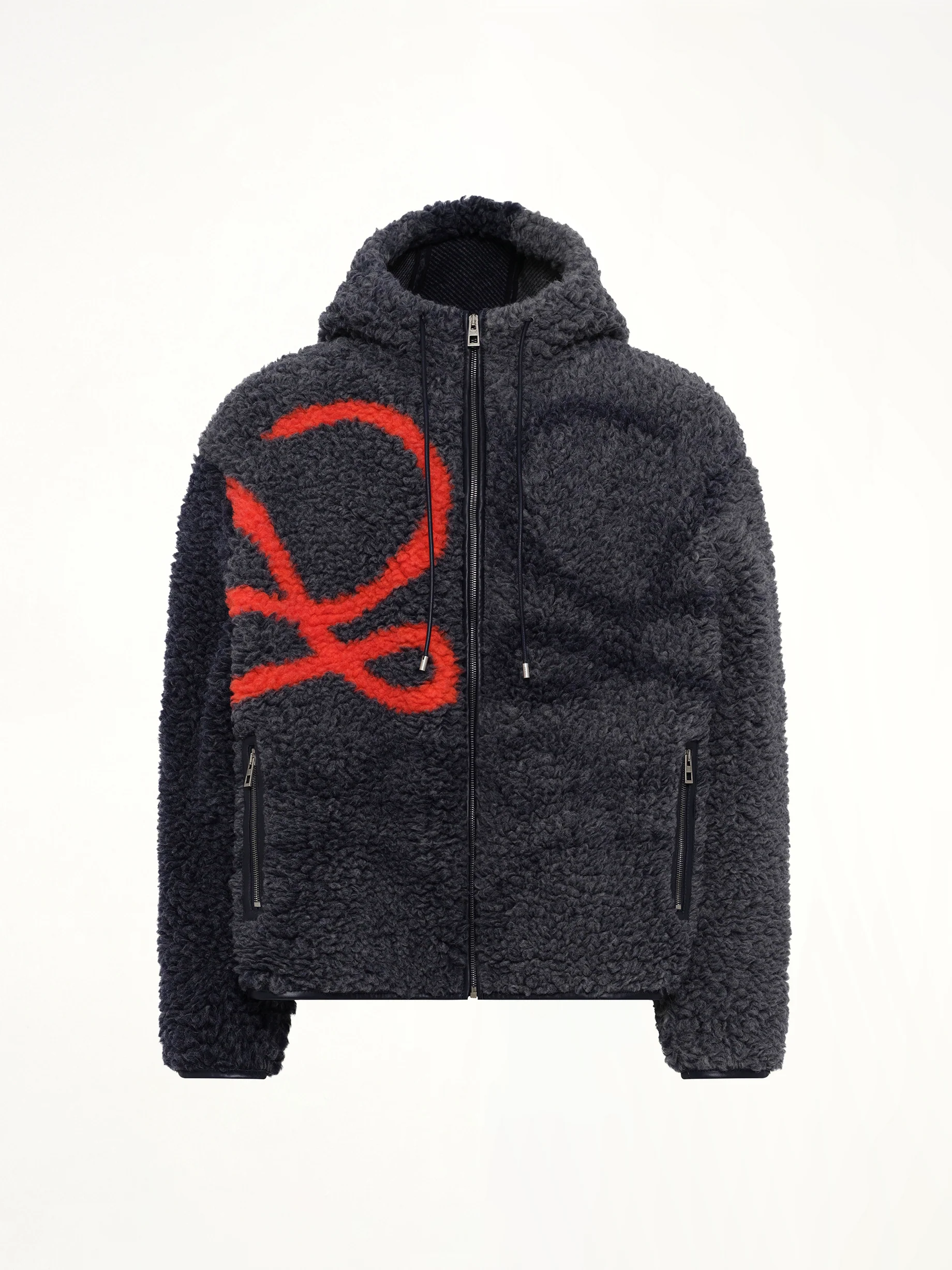 Hooded Jacket in Navy/Orange - Image 2