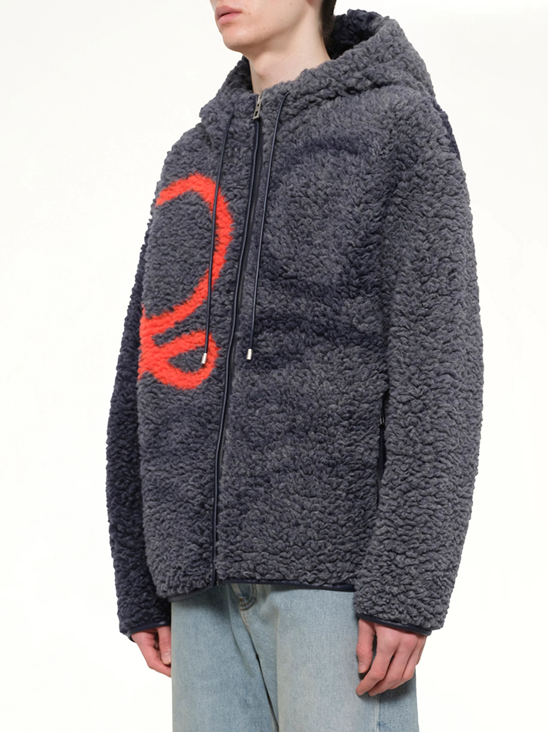 Hooded Jacket in Navy/Orange - Image 3