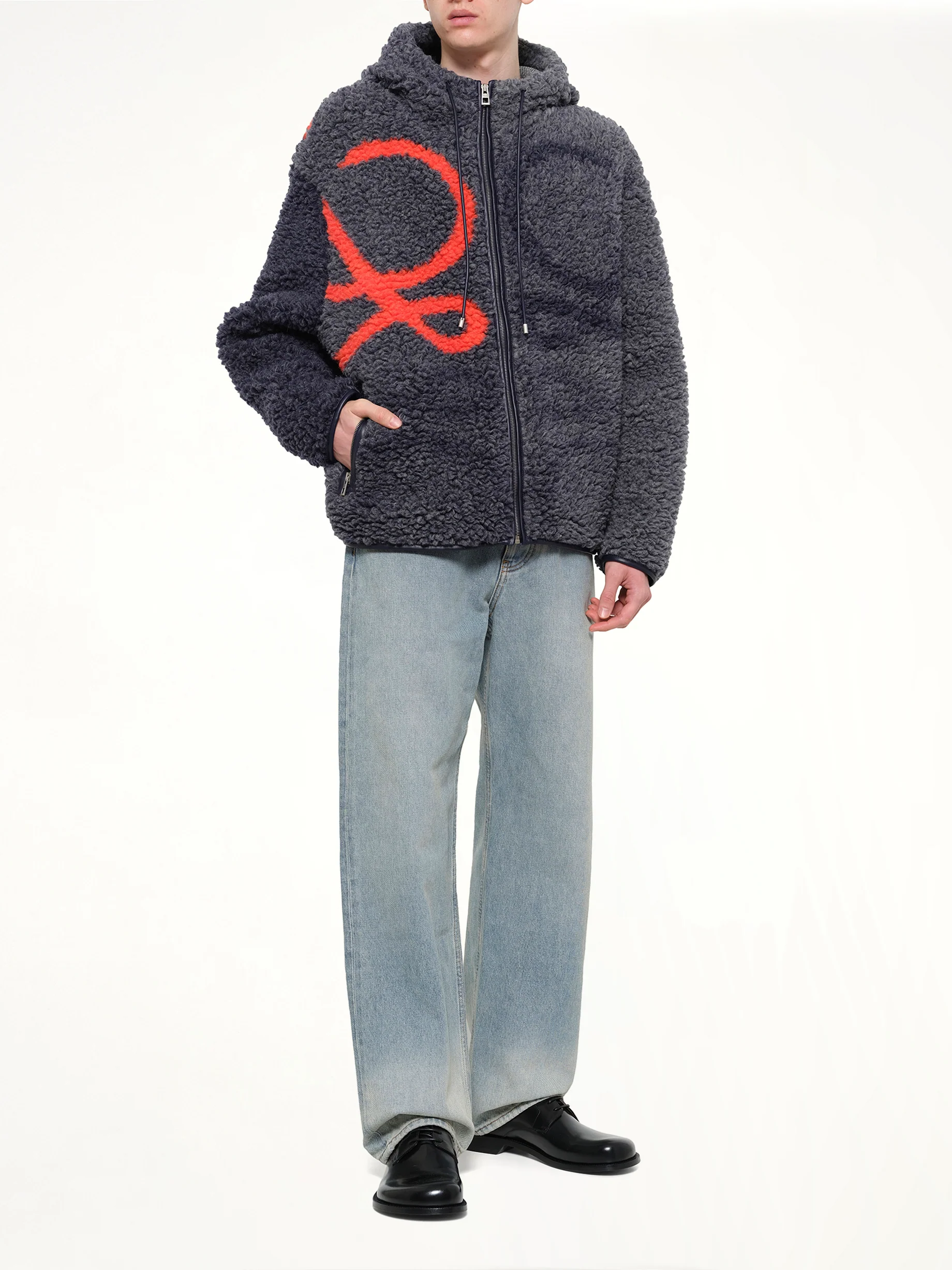 Hooded Jacket in Navy/Orange - Image 4