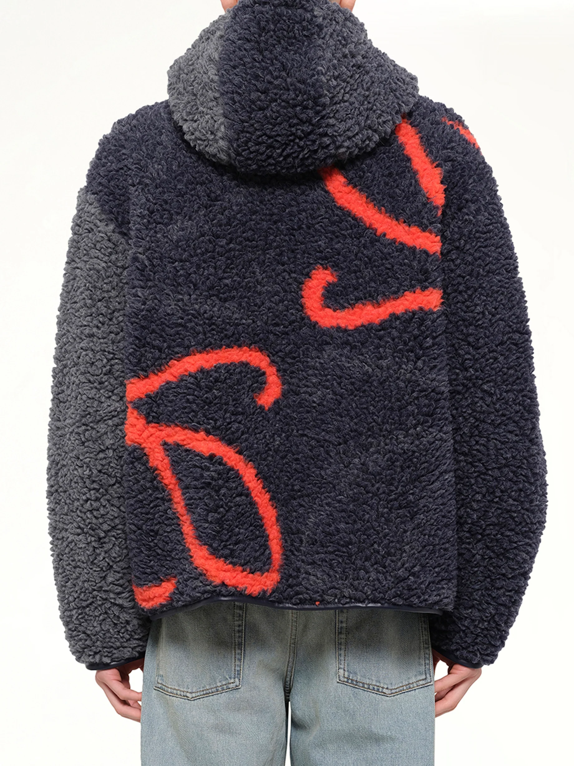 Hooded Jacket in Navy/Orange - Image 5