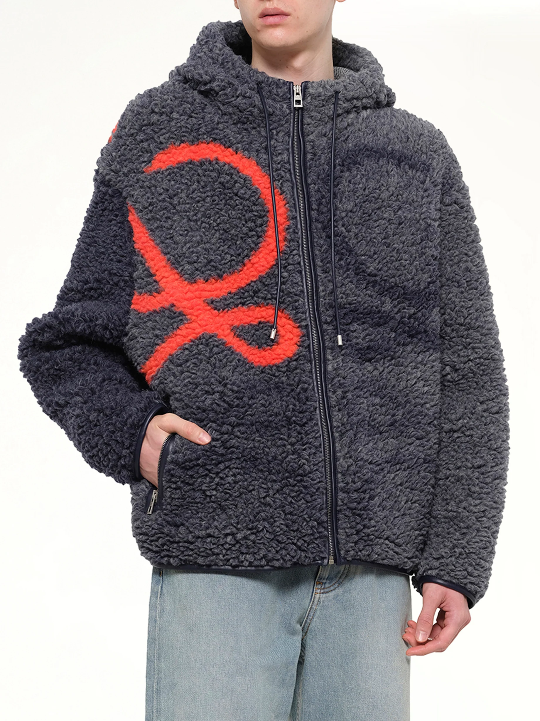 Hooded Jacket in Navy/Orange - Image 6