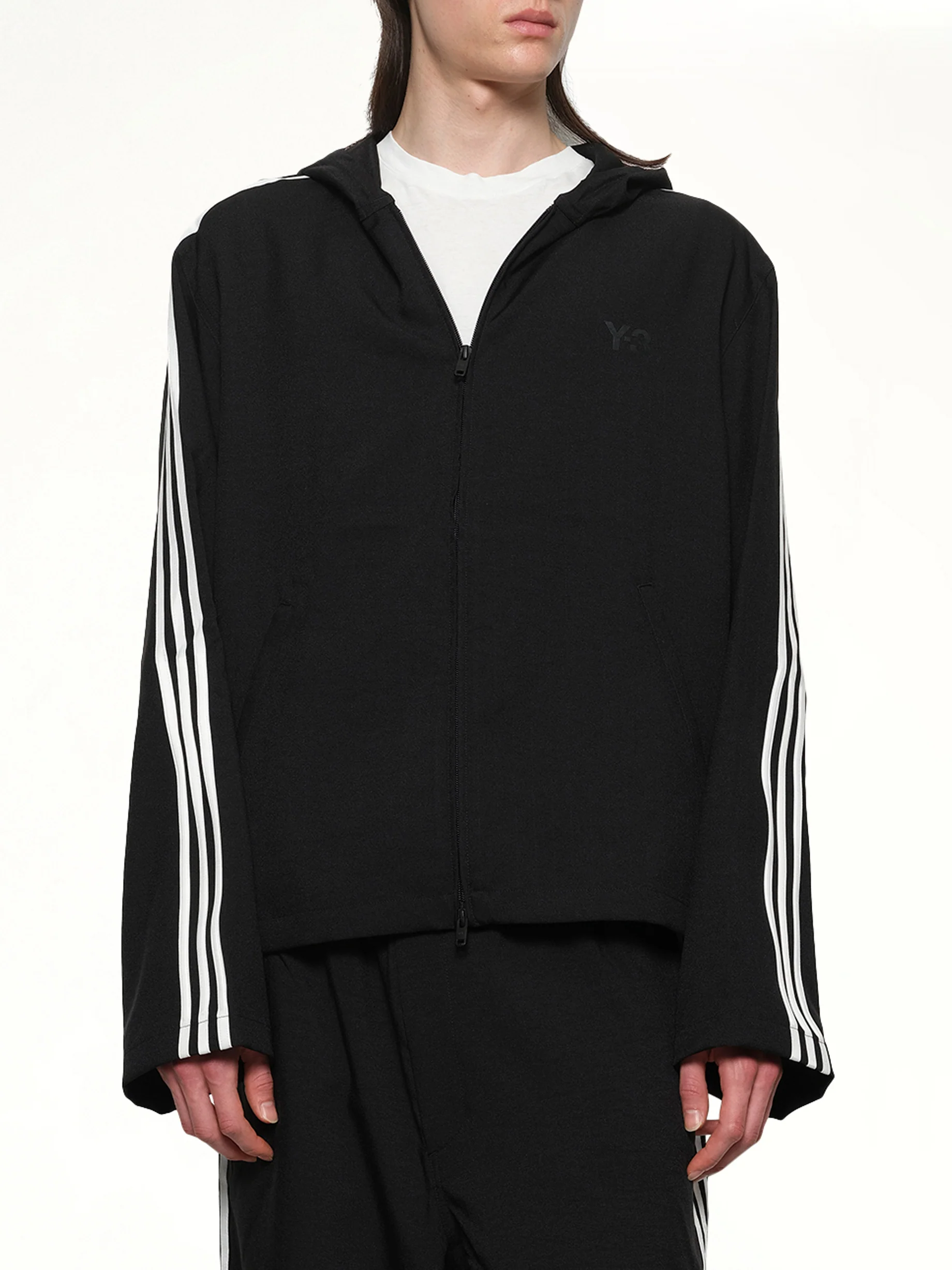 Hooded Track Top 3-Stripes in Black - Image 6